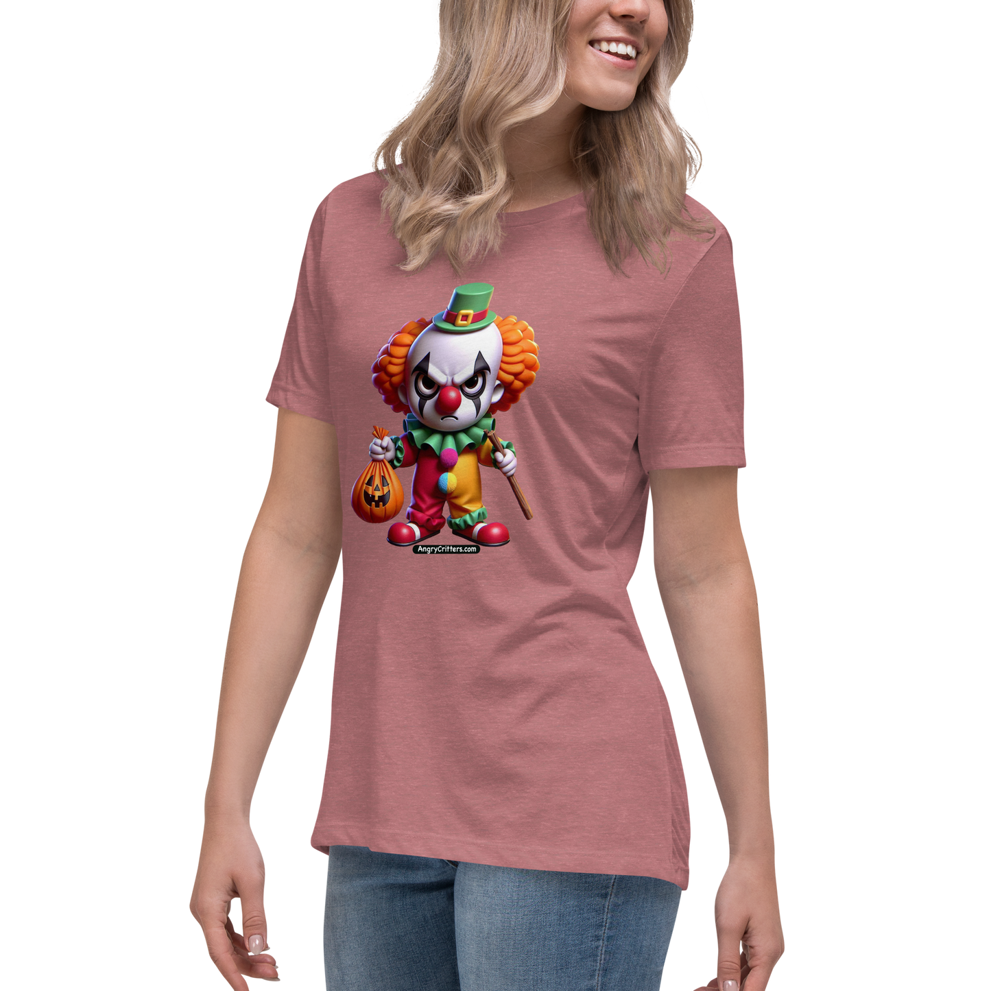 Angry Critters - Halloween Clown Orange, Women's Relaxed T-Shirt