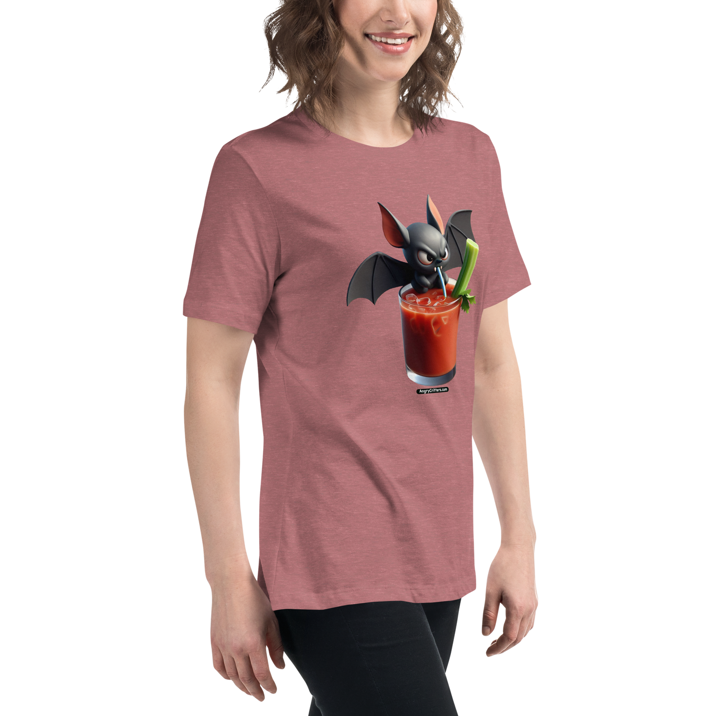 Angry Critters - Bat with Bloody Mary, Women's Relaxed T-Shirt