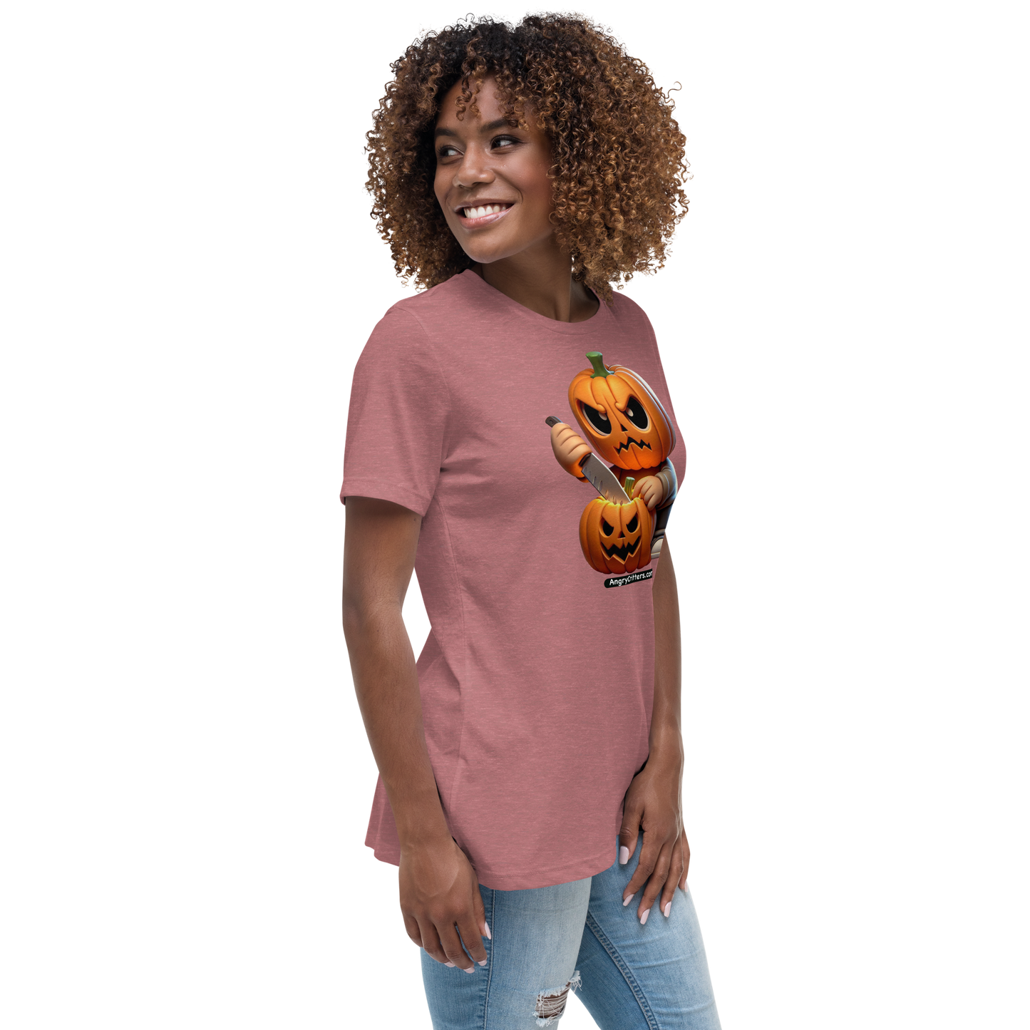 Angry Critters - Jack Carving Pumpkin, Women's Relaxed T-Shirt