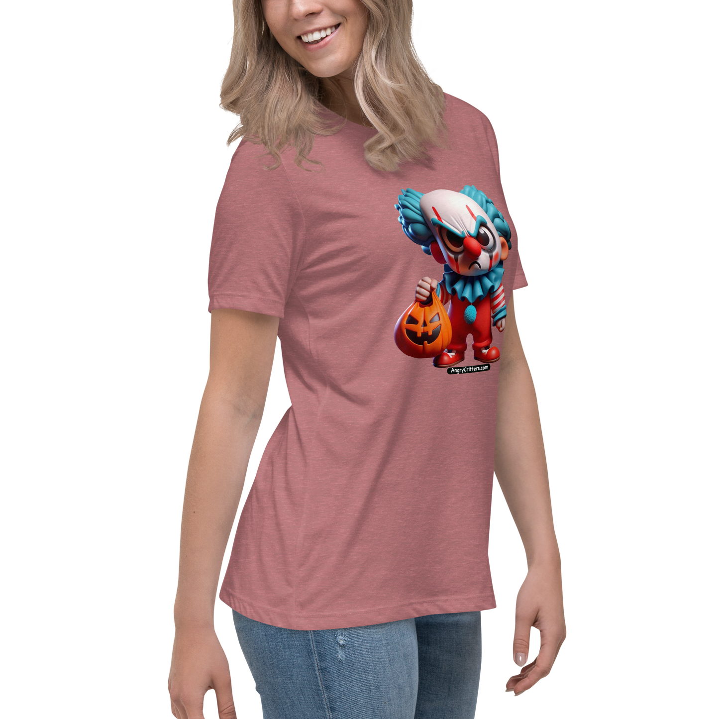 Angry Critters - Halloween Clown Blue, Women's Relaxed T-Shirt