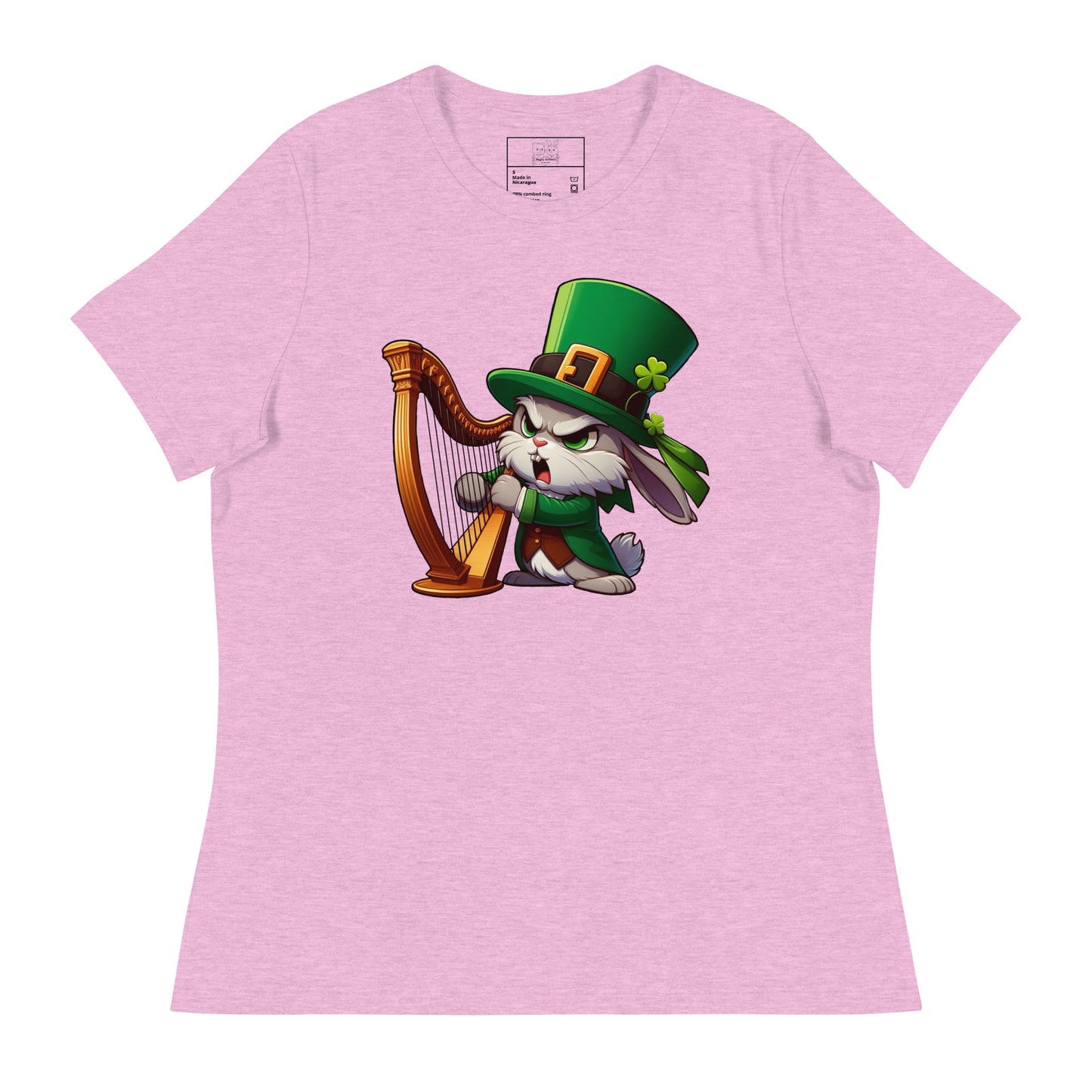 Angry Critters - Irish Hare with Celtic Harp, Women's Relaxed T-Shirt