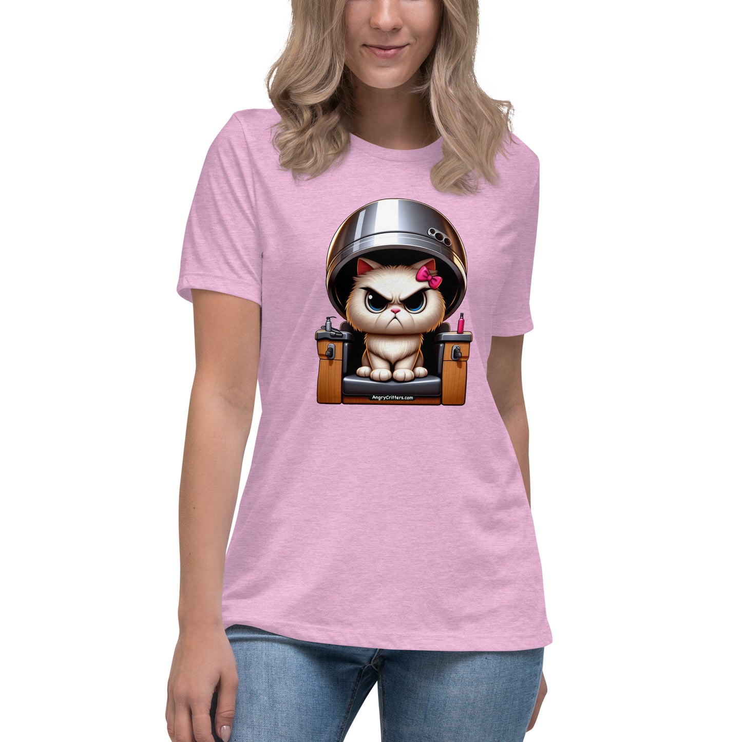 Angry Critters - White Cat Under Dryer Women's Relaxed T-Shirt