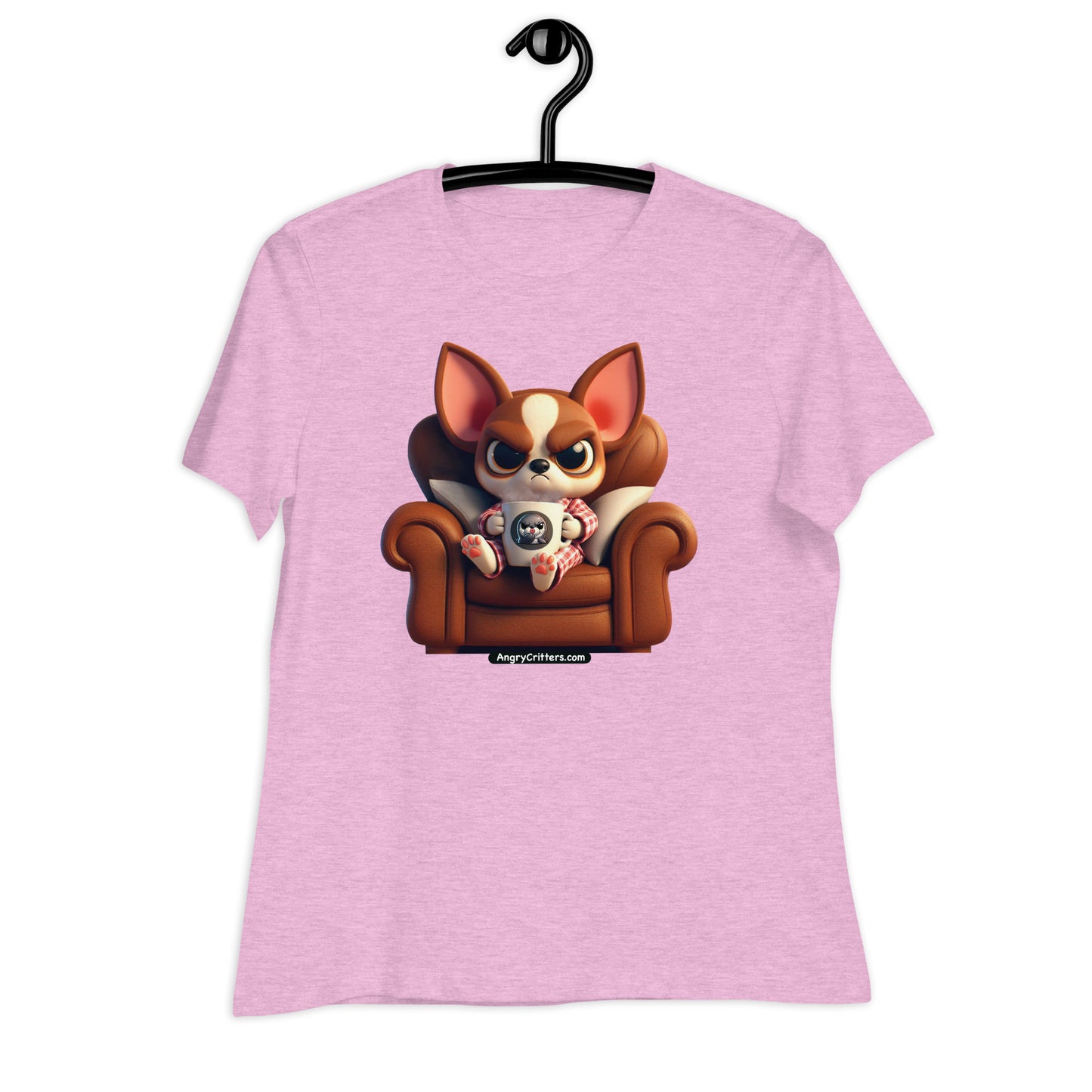 Angry Critters - Chihuahua Drinking Coffee Women's Relaxed T-Shirt