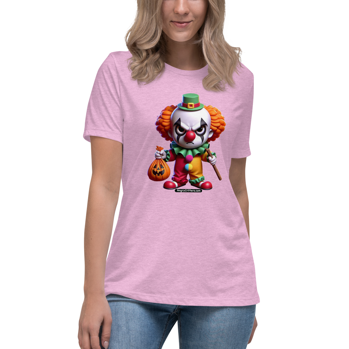 Angry Critters - Halloween Clown Orange, Women's Relaxed T-Shirt