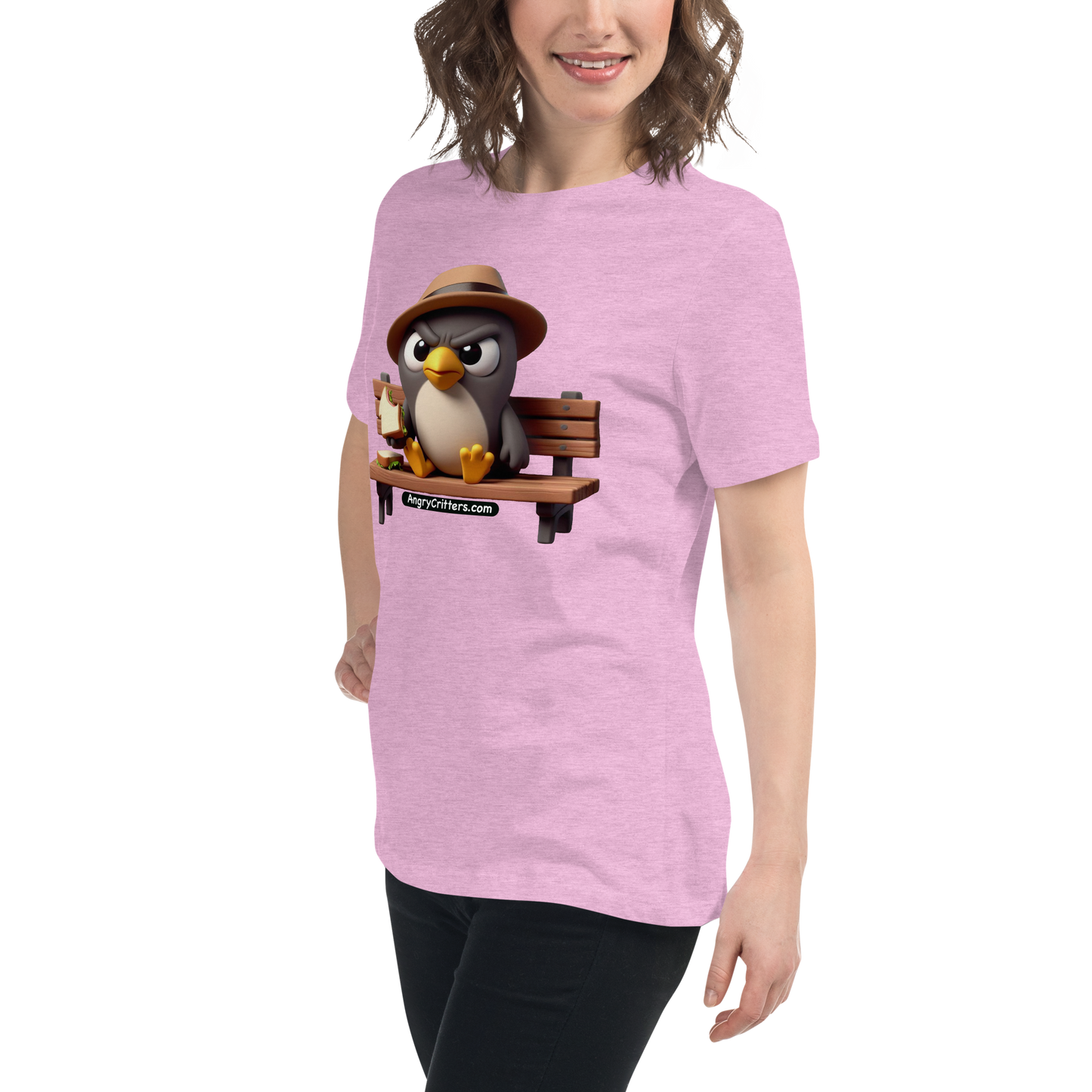 Angry Critters - Pigeon Feeding Himself, Women's Relaxed T-Shirt