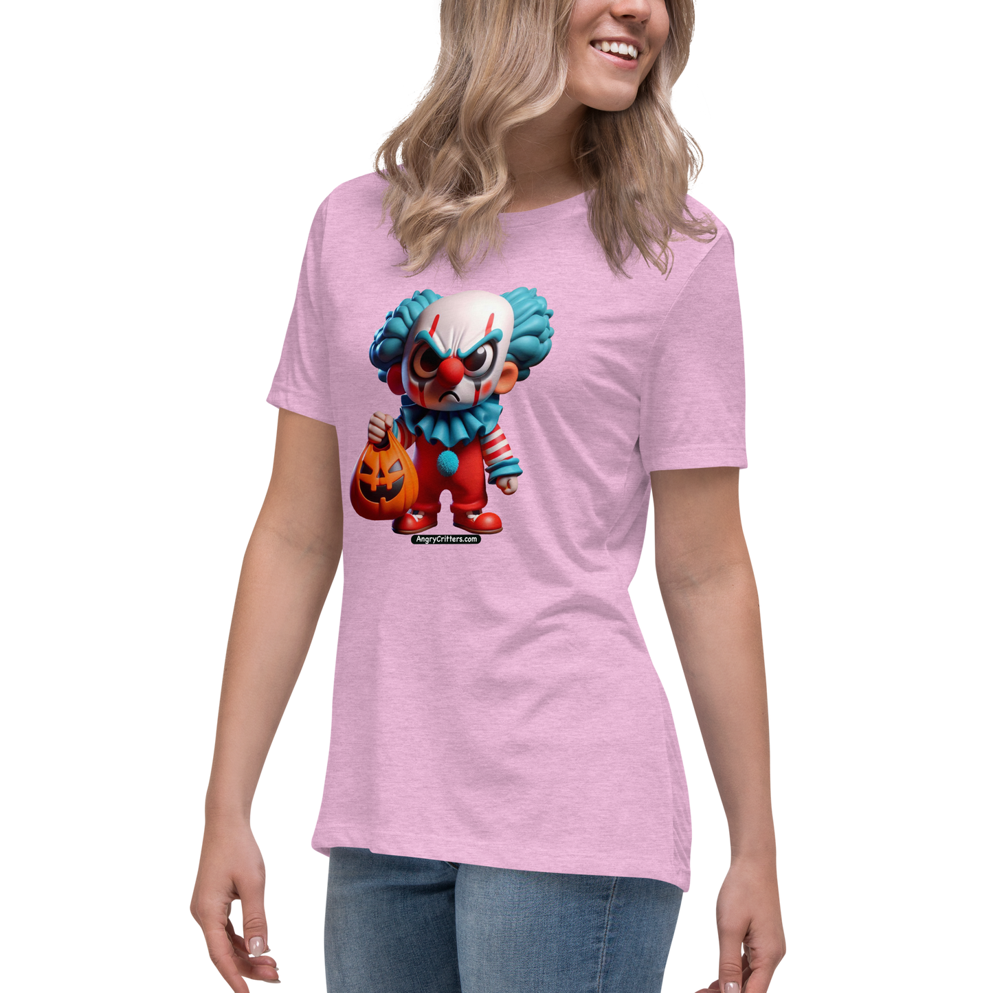 Angry Critters - Halloween Clown Blue, Women's Relaxed T-Shirt