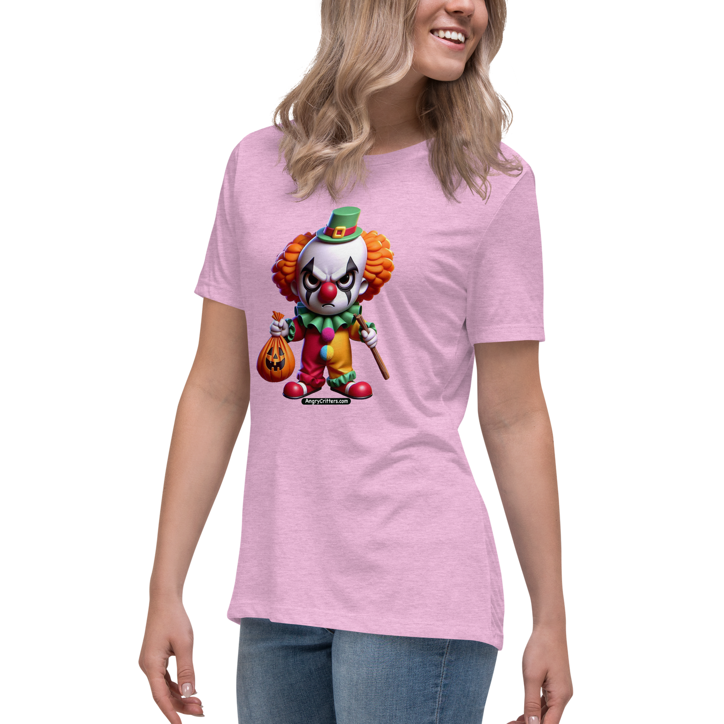 Angry Critters - Halloween Clown Orange, Women's Relaxed T-Shirt