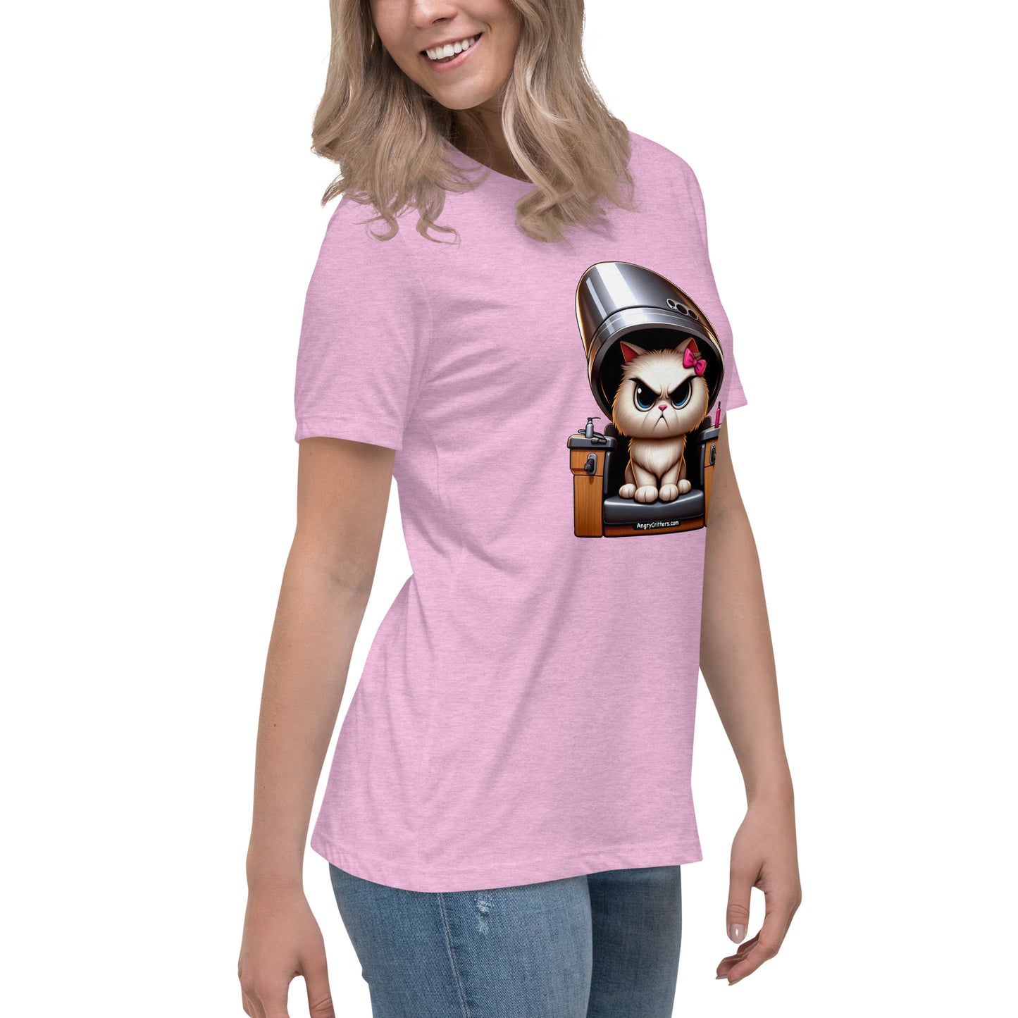 Angry Critters - White Cat Under Dryer Women's Relaxed T-Shirt