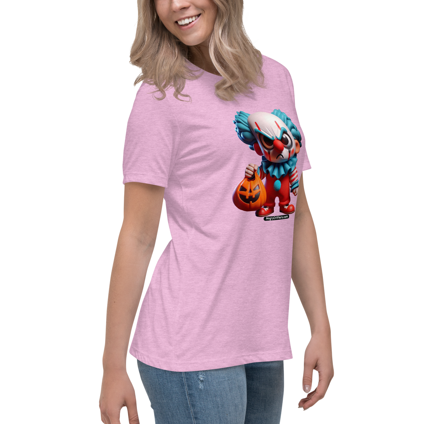 Angry Critters - Halloween Clown Blue, Women's Relaxed T-Shirt