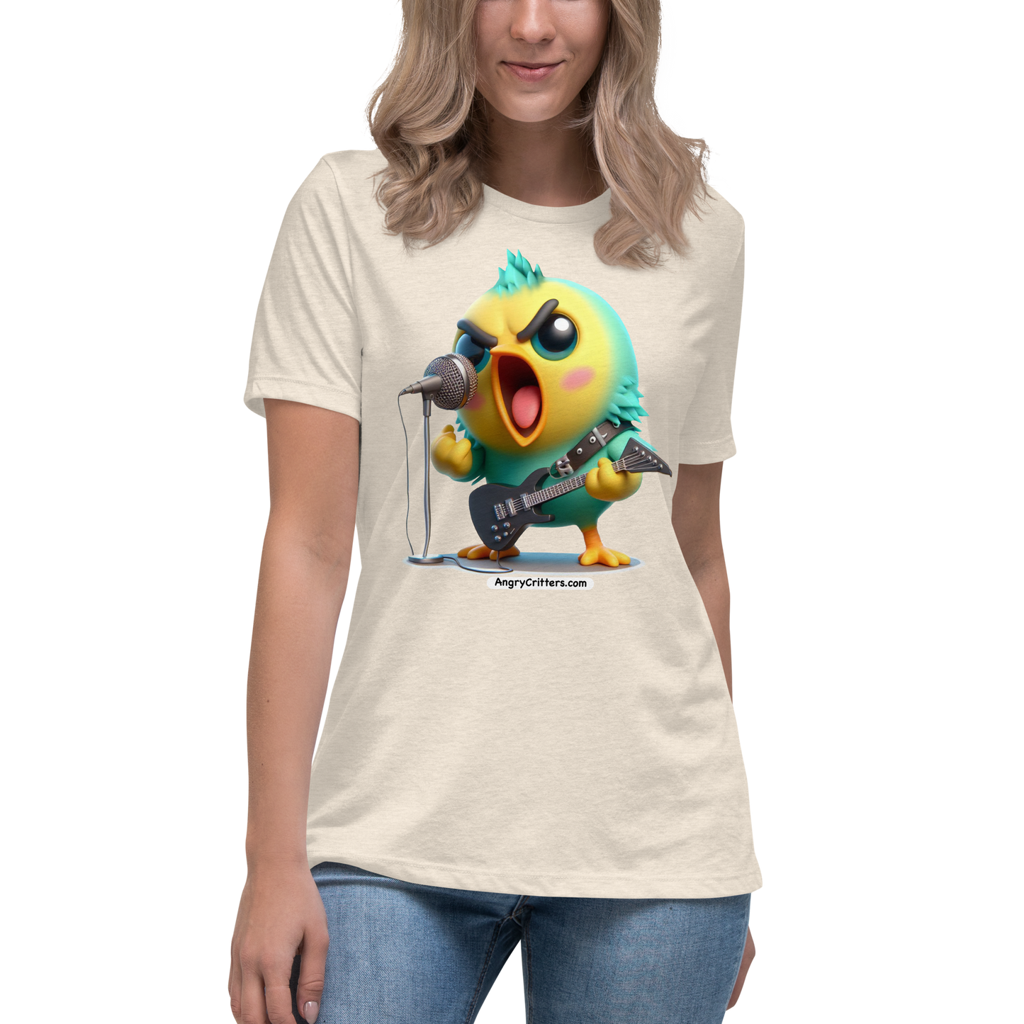 Angry Critters - Parakeet with an Axe, Women's Relaxed T-Shirt