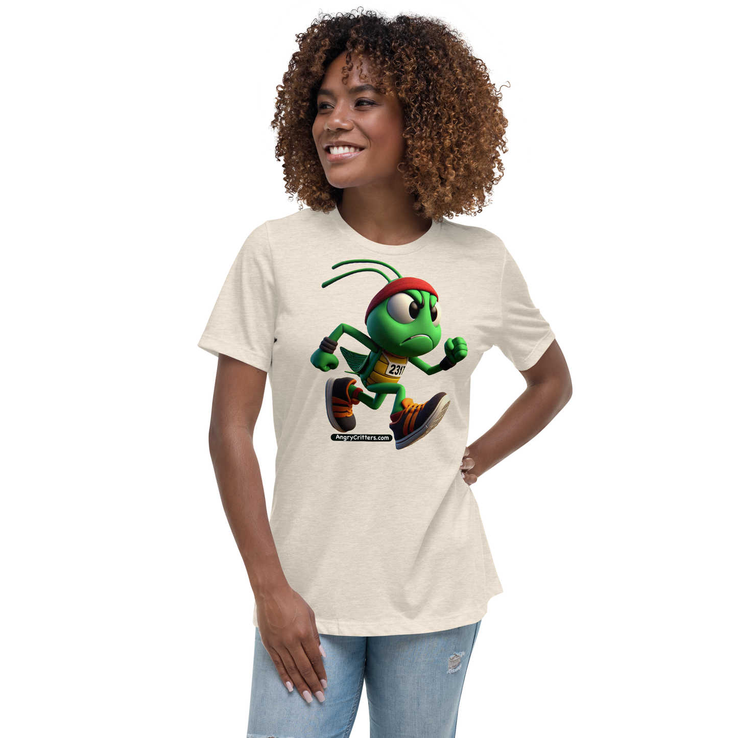 Angry Critters - Grasshopper Runner, Women's Relaxed T-Shirt