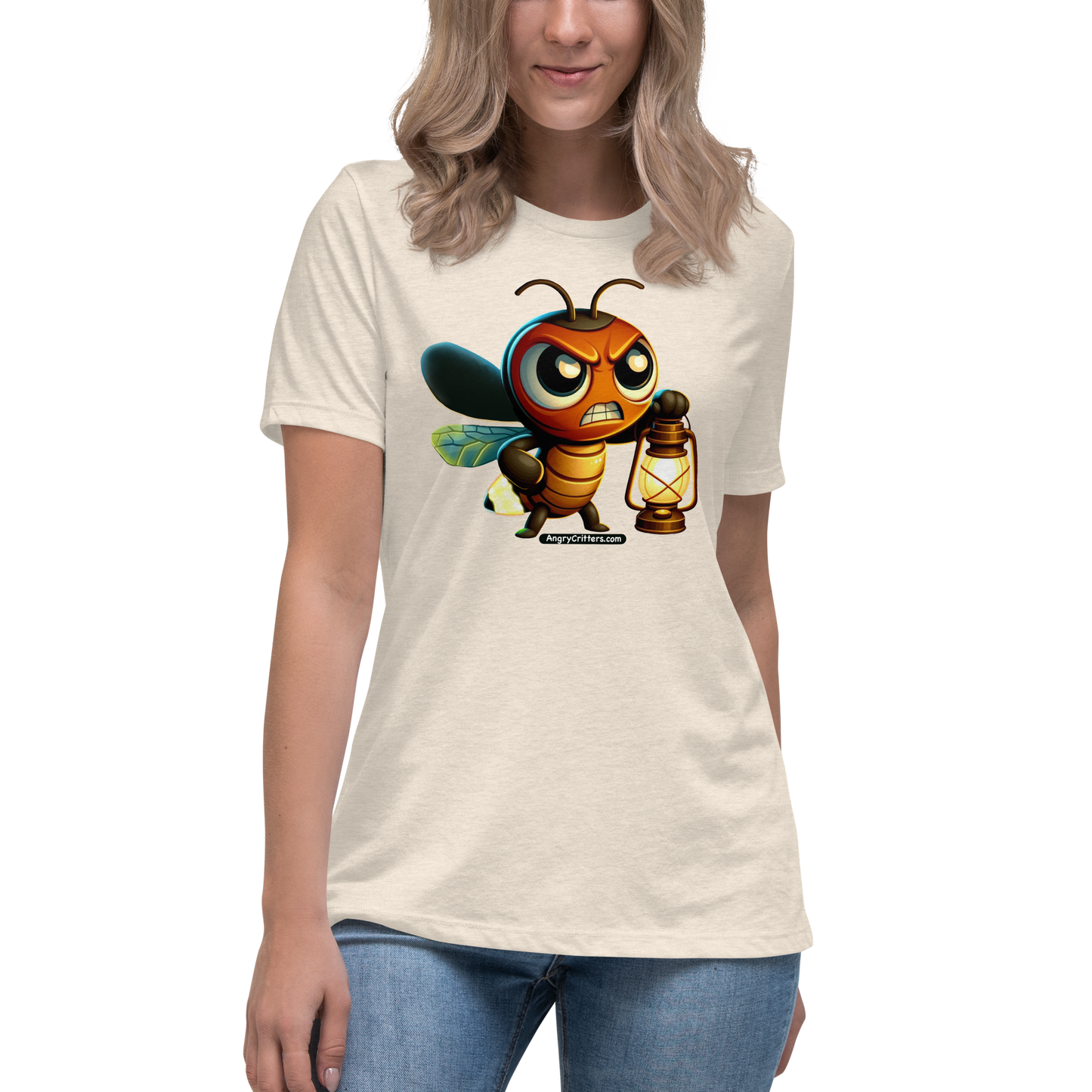 Angry Critters - Firefly with Lamp, Women's Relaxed T-Shirt