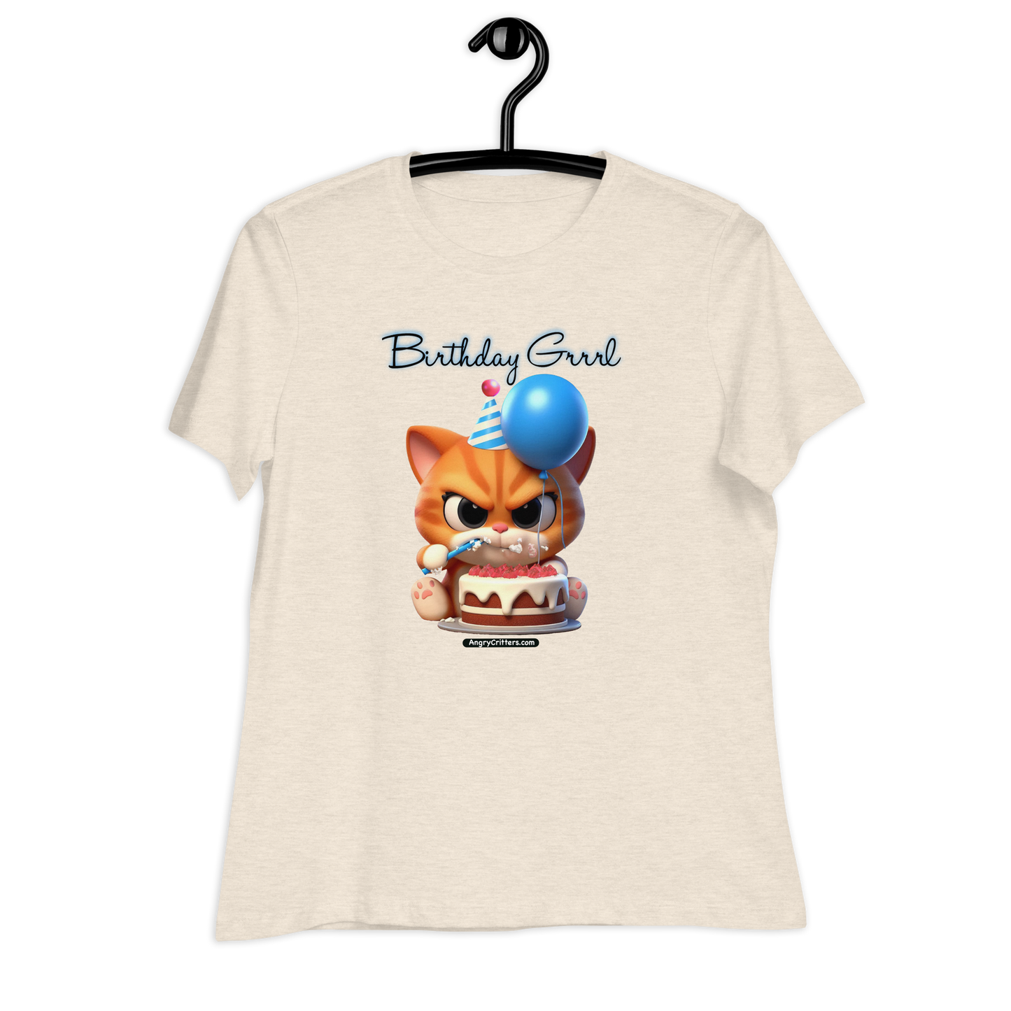 Angry Critters - Birthday Grrrl, Orange Kitty, Women's Relaxed T-Shirt