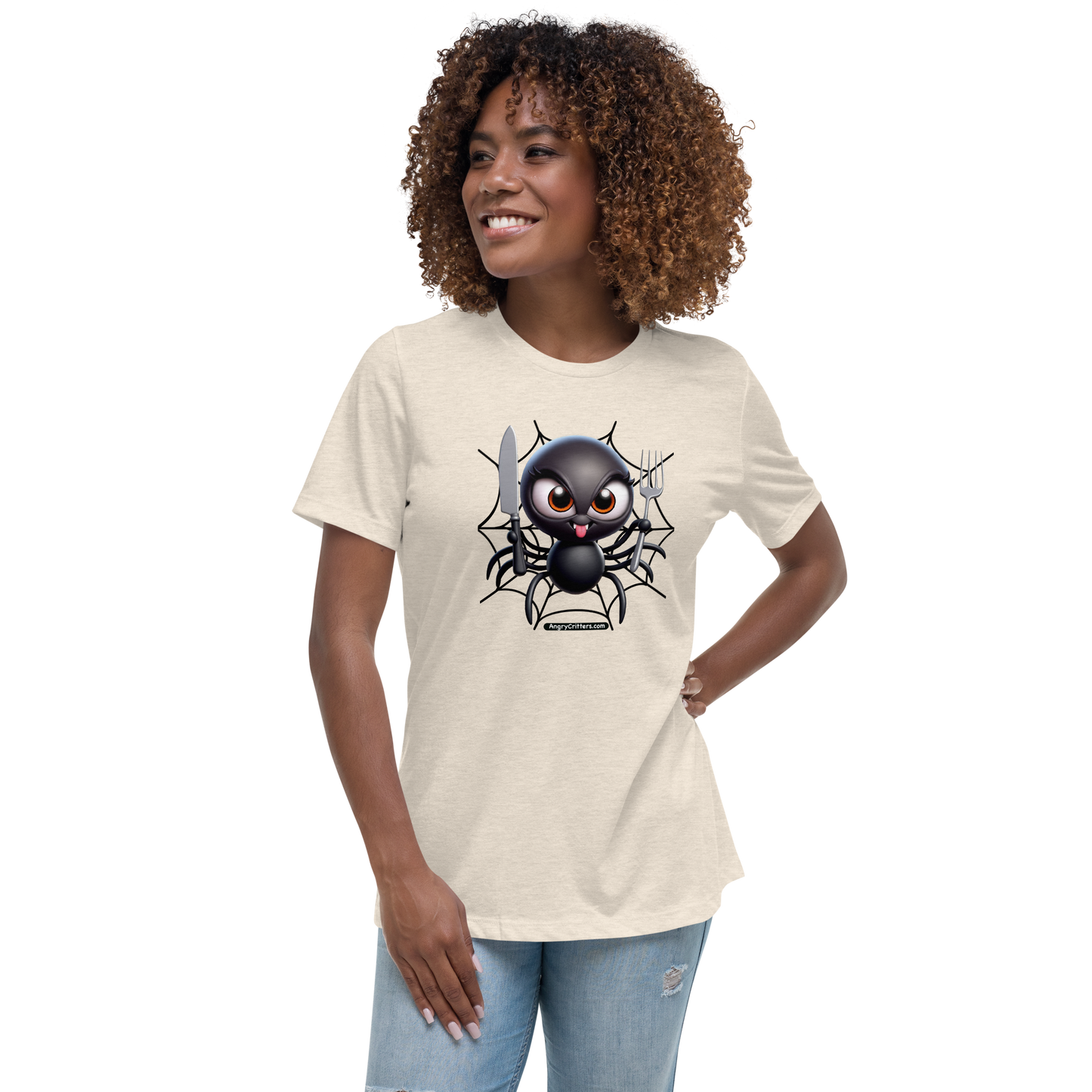 Angry Critters - Black Widow Spider, Women's Relaxed T-Shirt