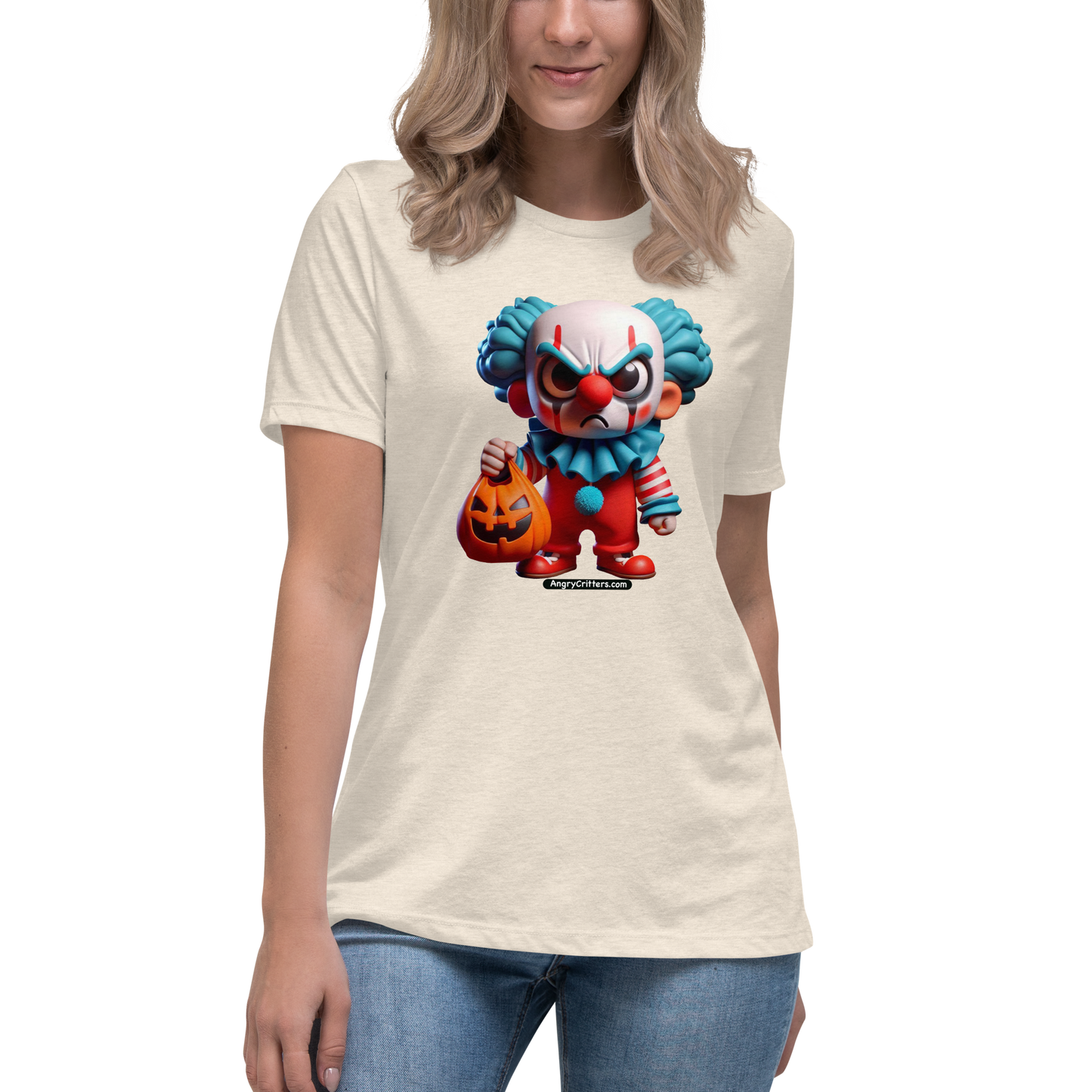 Angry Critters - Halloween Clown Blue, Women's Relaxed T-Shirt