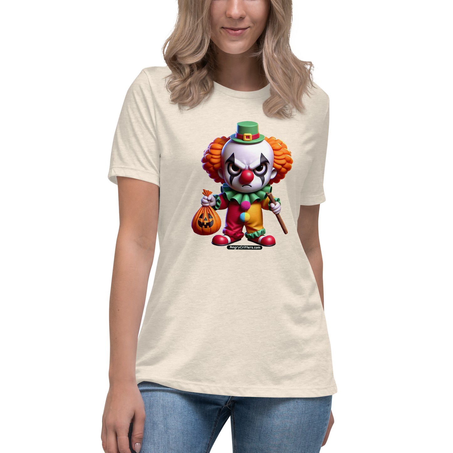 Angry Critters - Halloween Clown Orange, Women's Relaxed T-Shirt