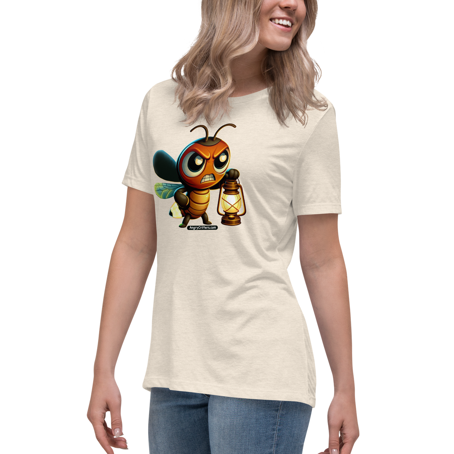 Angry Critters - Firefly with Lamp, Women's Relaxed T-Shirt