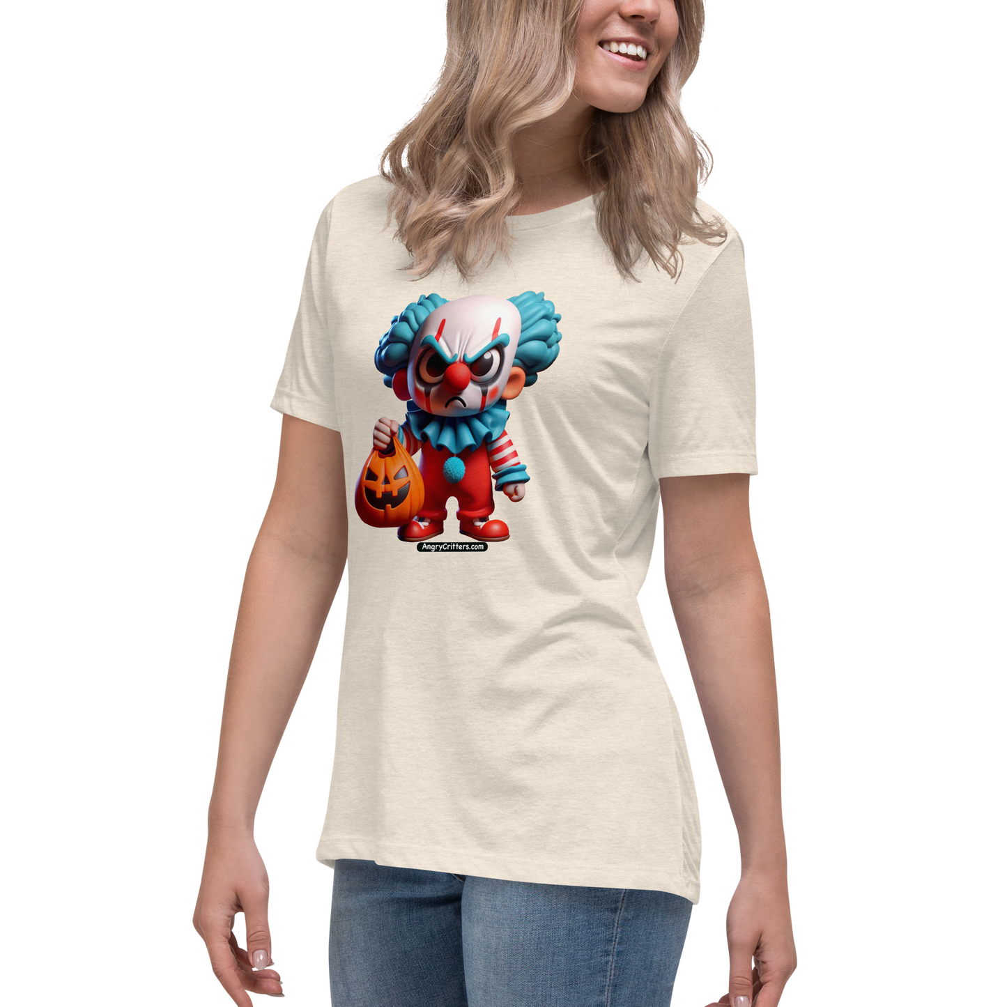 Angry Critters - Halloween Clown Blue, Women's Relaxed T-Shirt