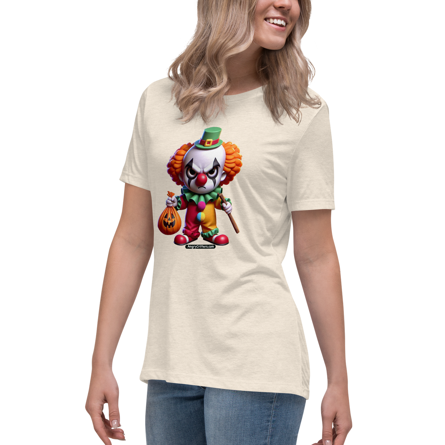 Angry Critters - Halloween Clown Orange, Women's Relaxed T-Shirt