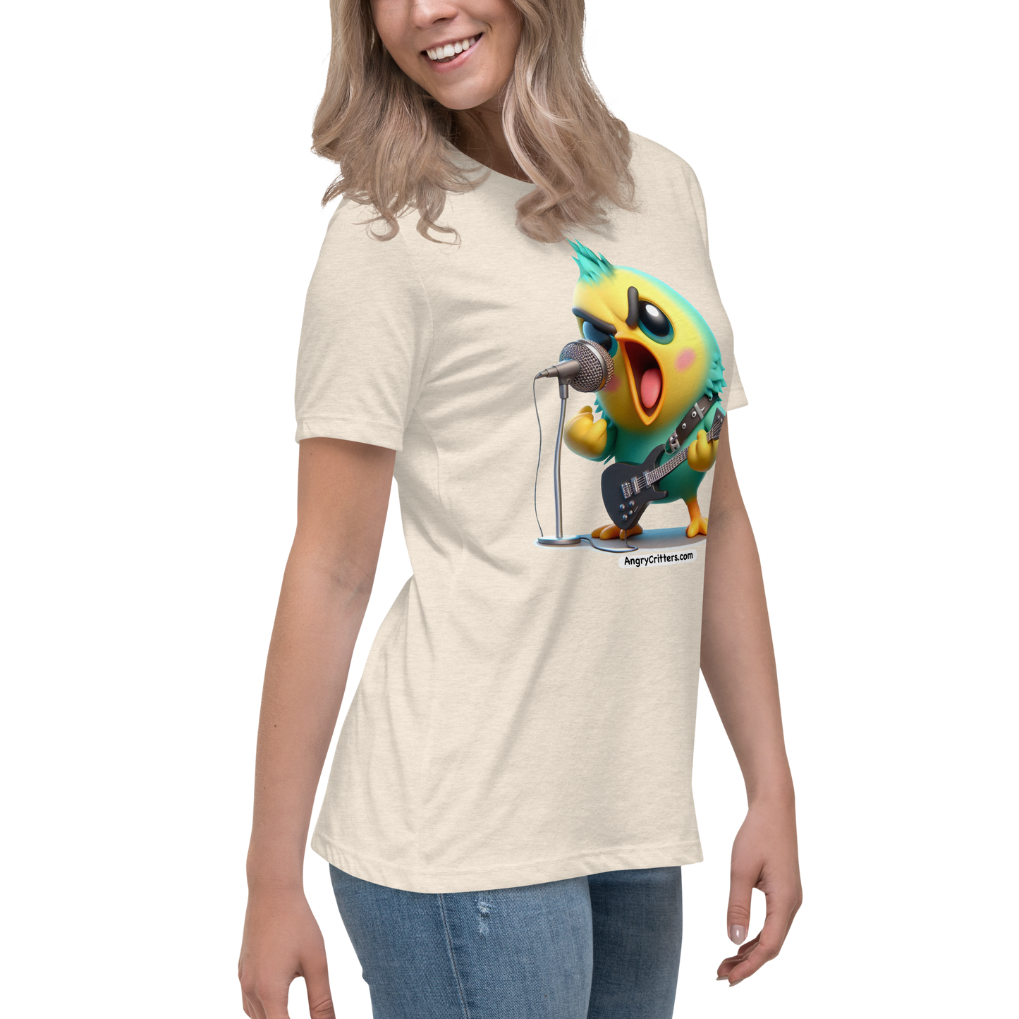 Angry Critters - Parakeet with an Axe, Women's Relaxed T-Shirt