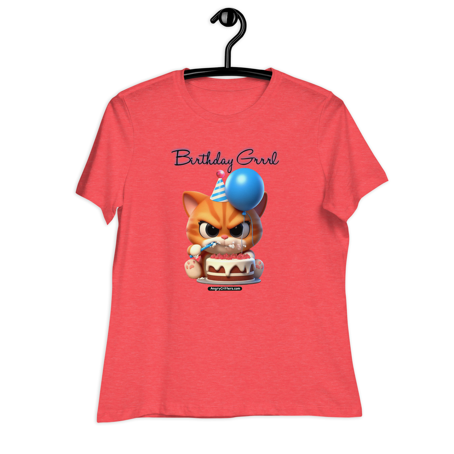 Angry Critters - Birthday Grrrl, Orange Kitty, Women's Relaxed T-Shirt