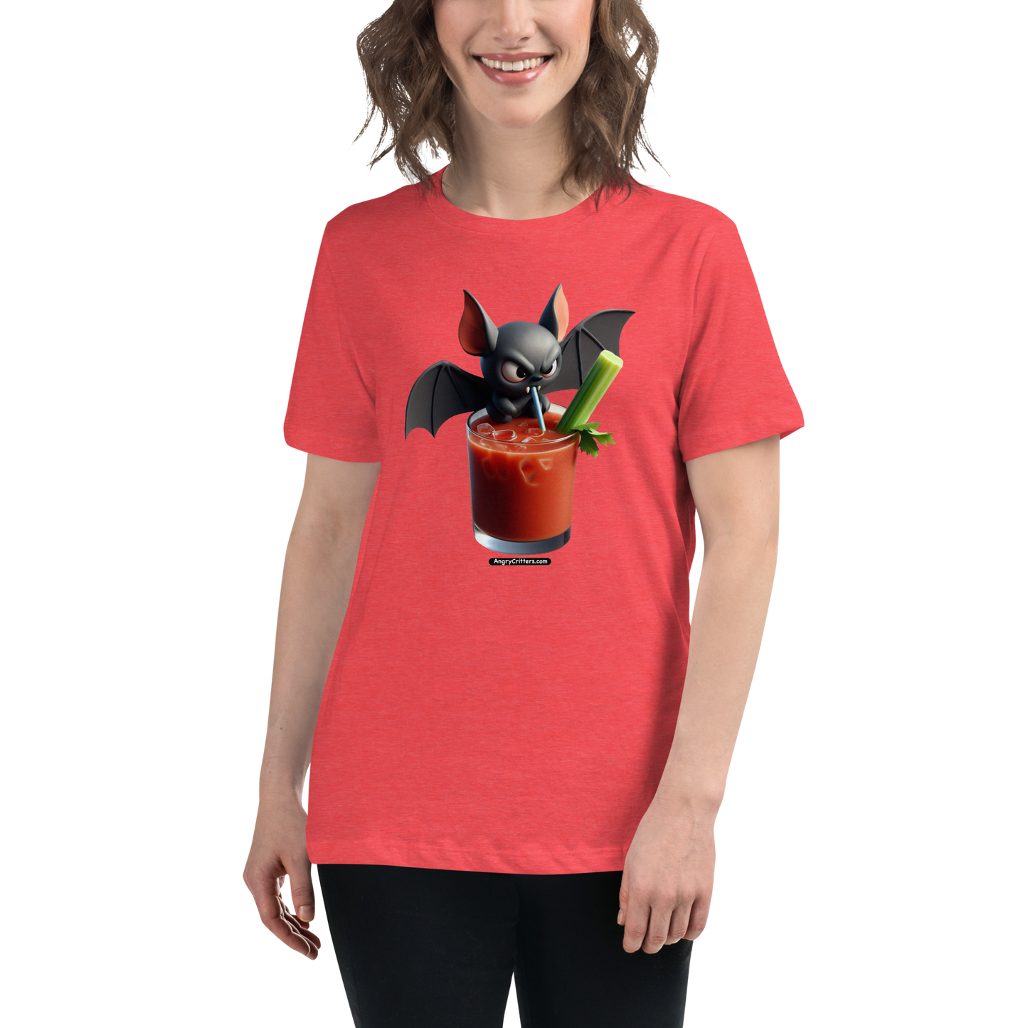 Angry Critters - Bat with Bloody Mary, Women's Relaxed T-Shirt