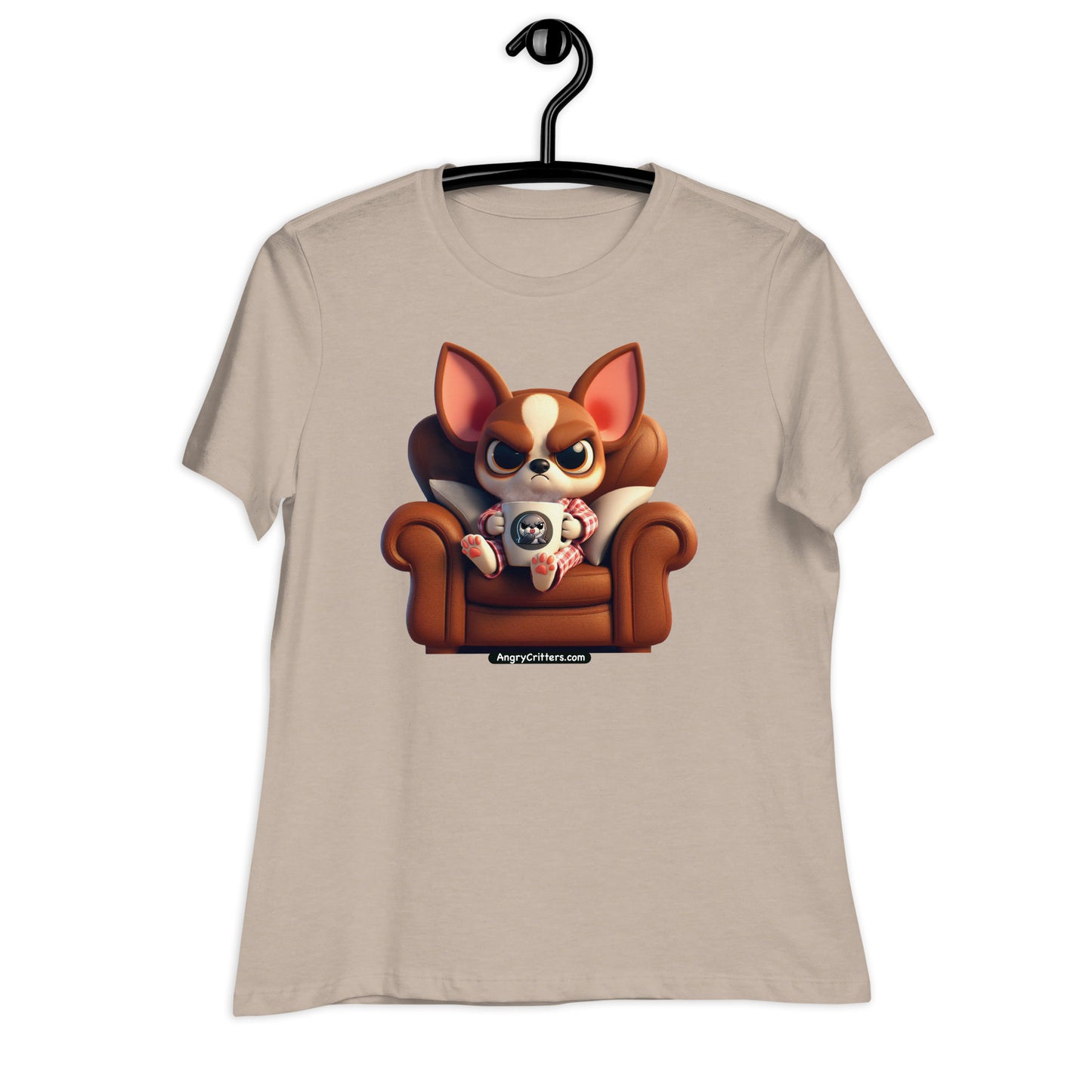 Angry Critters - Chihuahua Drinking Coffee Women's Relaxed T-Shirt