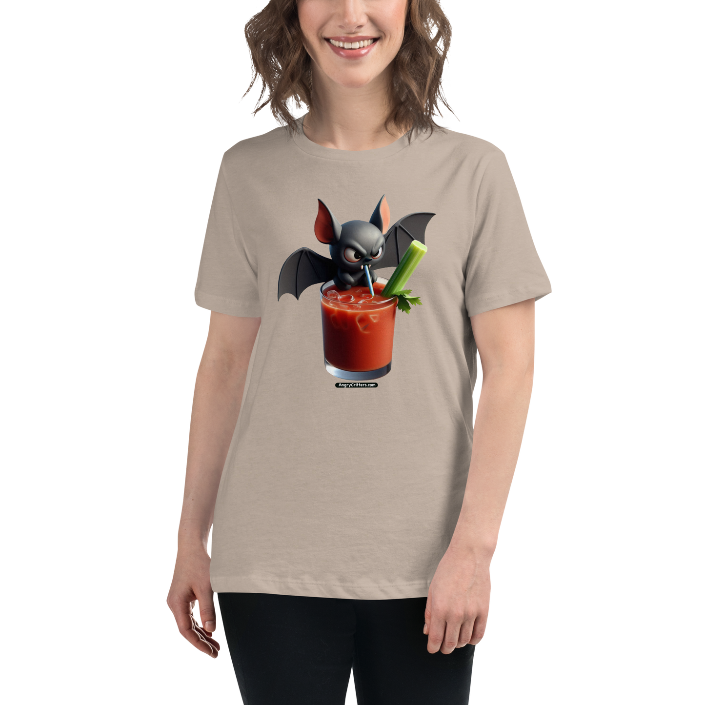 Angry Critters - Bat with Bloody Mary, Women's Relaxed T-Shirt