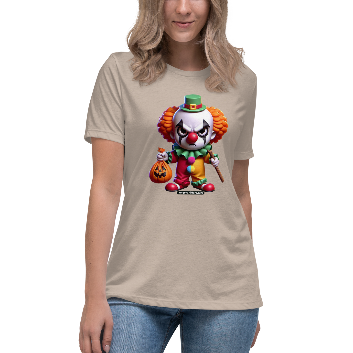 Angry Critters - Halloween Clown Orange, Women's Relaxed T-Shirt