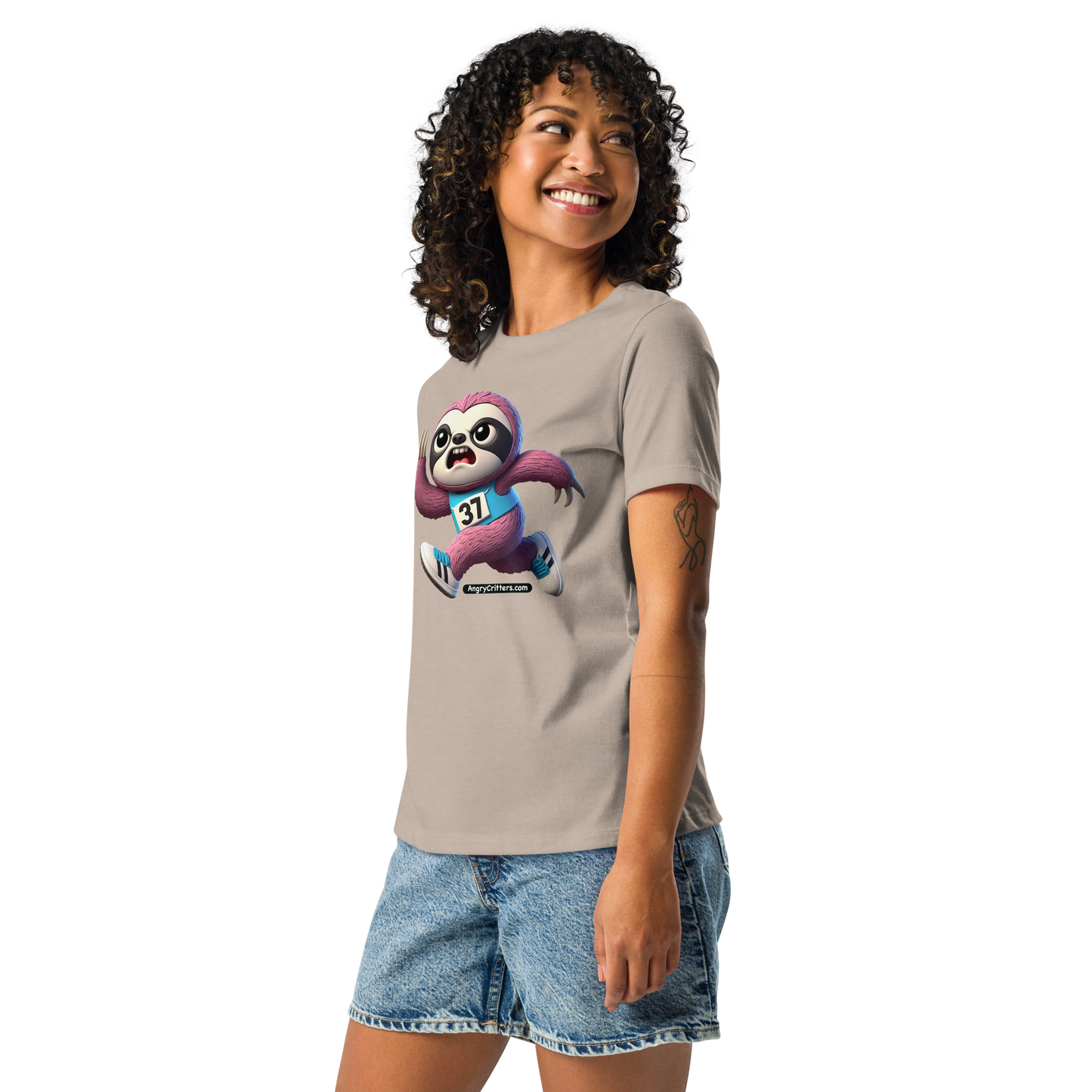 Angry Critters - Running Sloth, Women's Relaxed T-Shirt