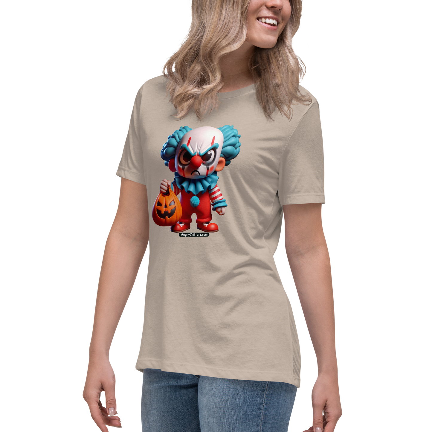 Angry Critters - Halloween Clown Blue, Women's Relaxed T-Shirt