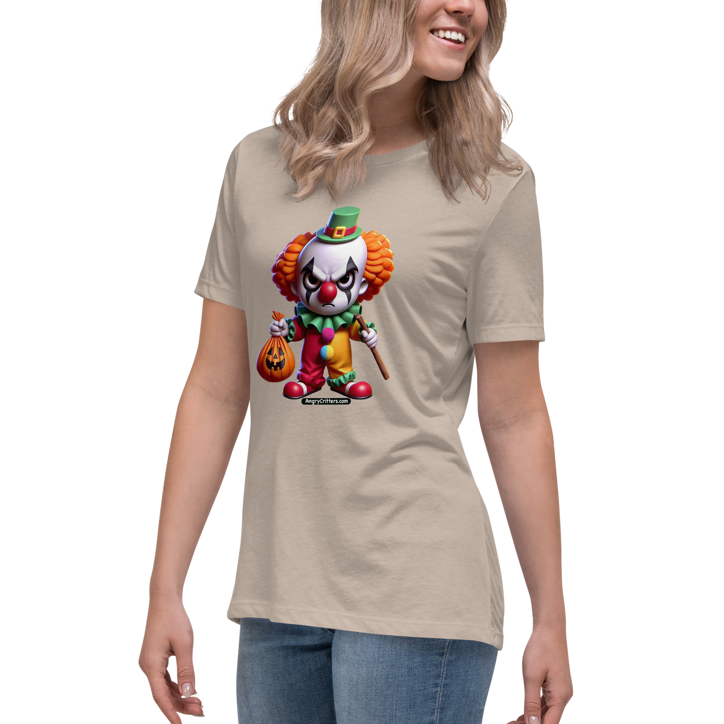 Angry Critters - Halloween Clown Orange, Women's Relaxed T-Shirt