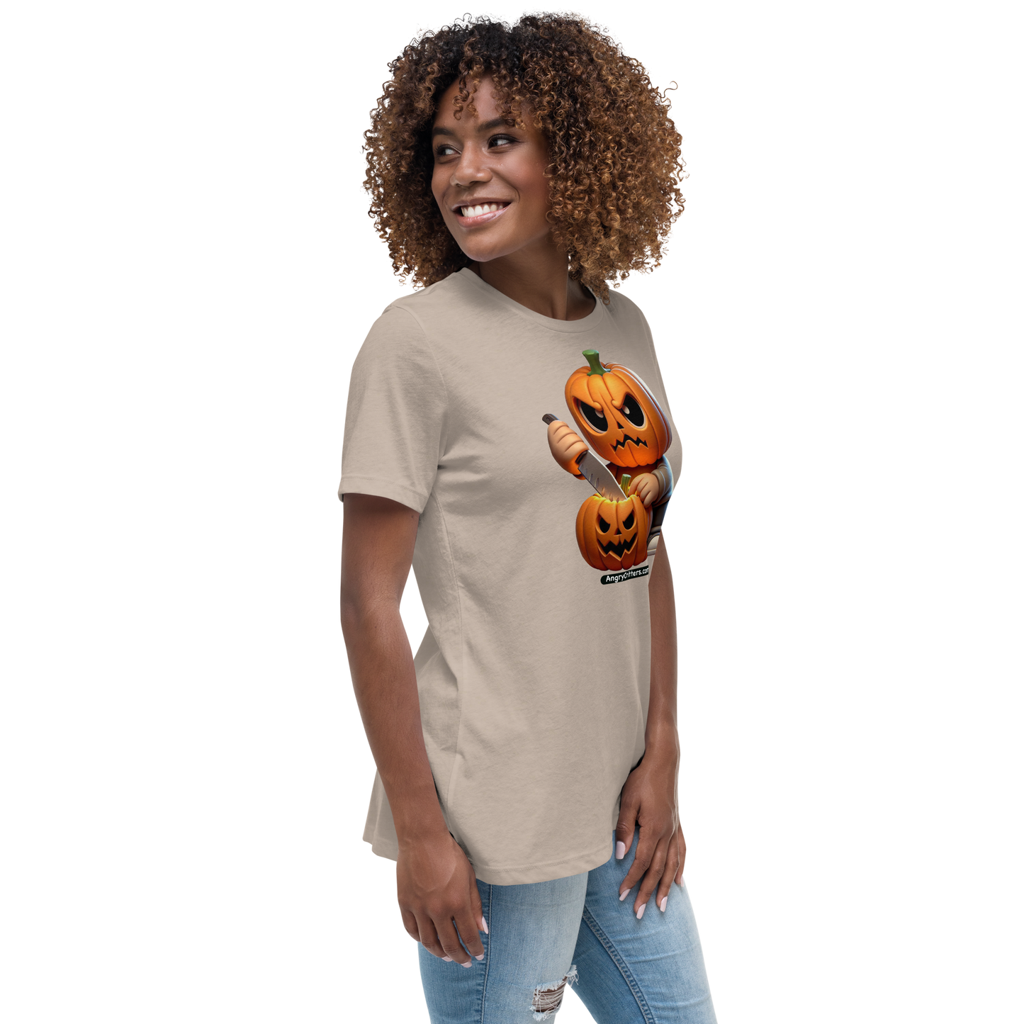 Angry Critters - Jack Carving Pumpkin, Women's Relaxed T-Shirt