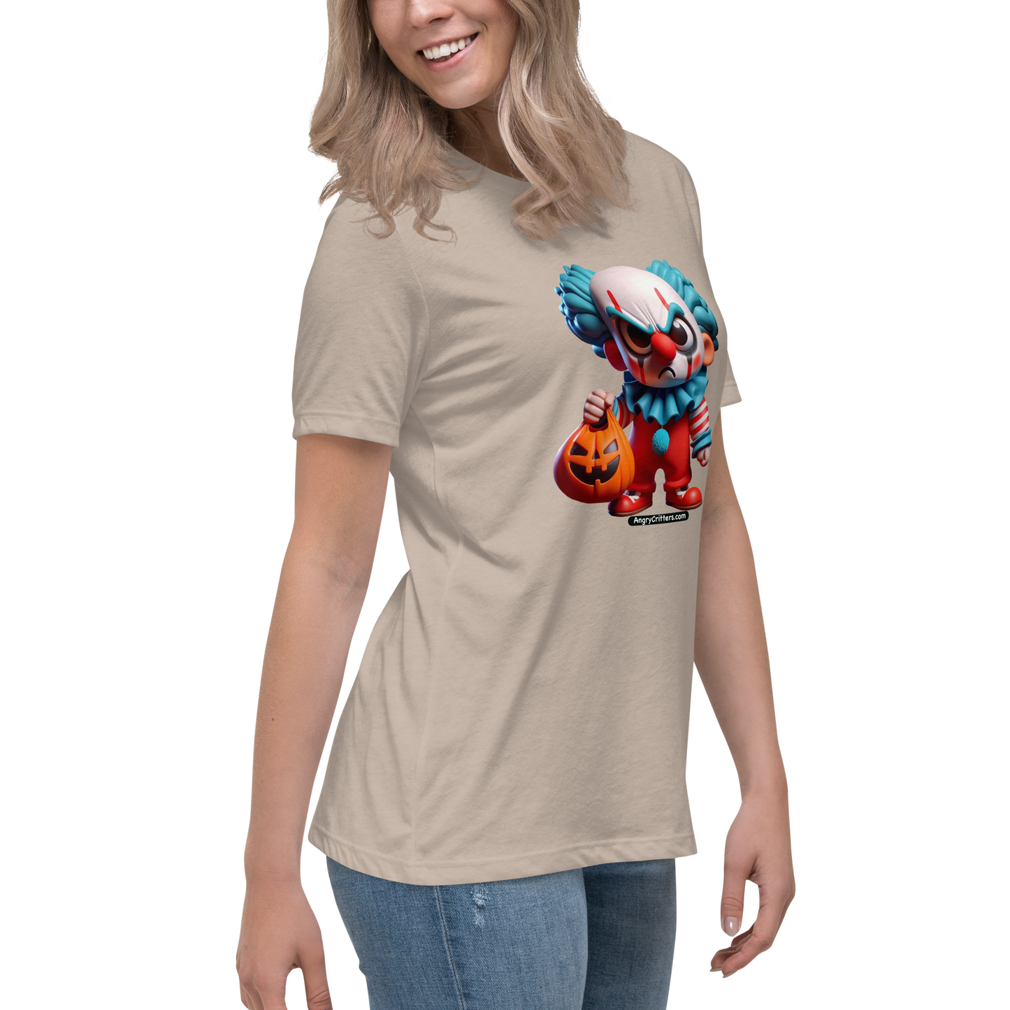 Angry Critters - Halloween Clown Blue, Women's Relaxed T-Shirt