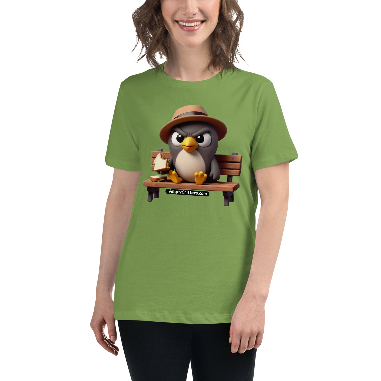 Angry Critters - Pigeon Feeding Himself, Women's Relaxed T-Shirt