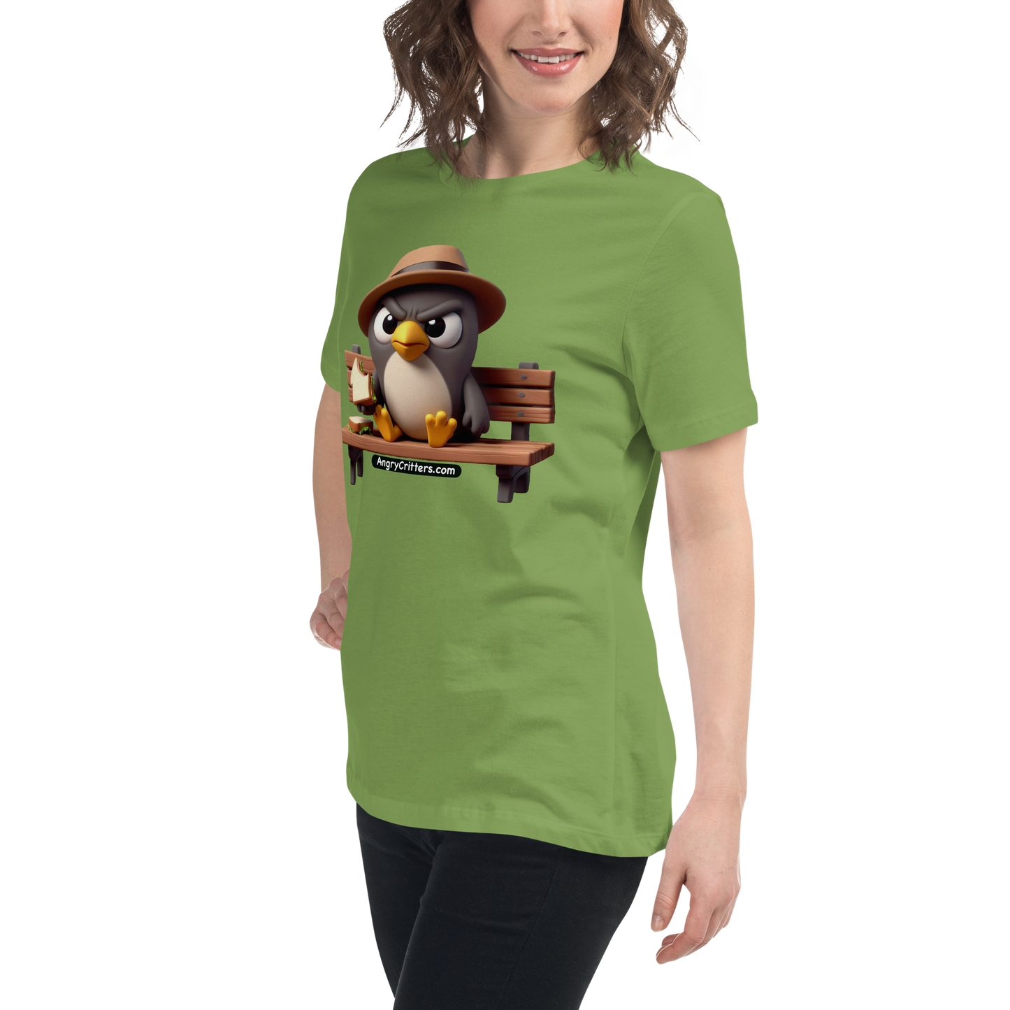 Angry Critters - Pigeon Feeding Himself, Women's Relaxed T-Shirt