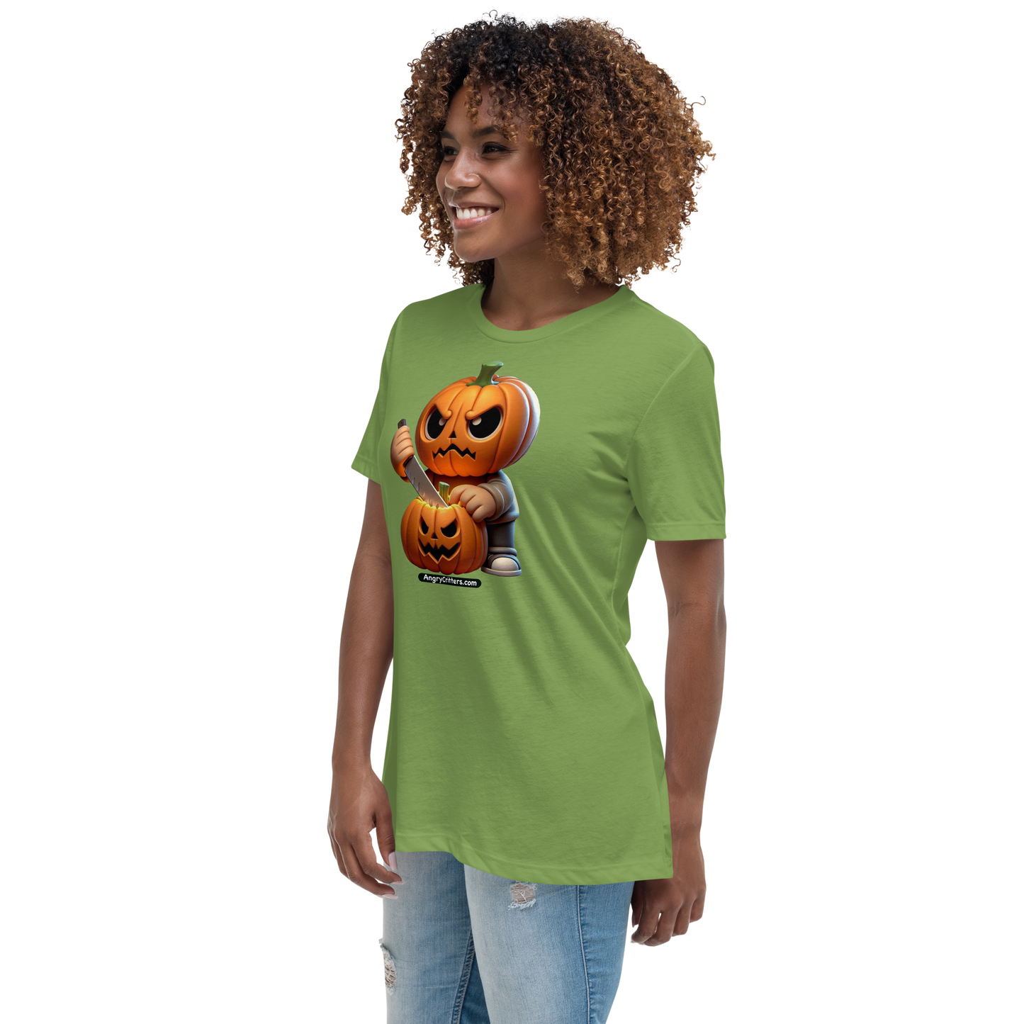 Angry Critters - Jack Carving Pumpkin, Women's Relaxed T-Shirt