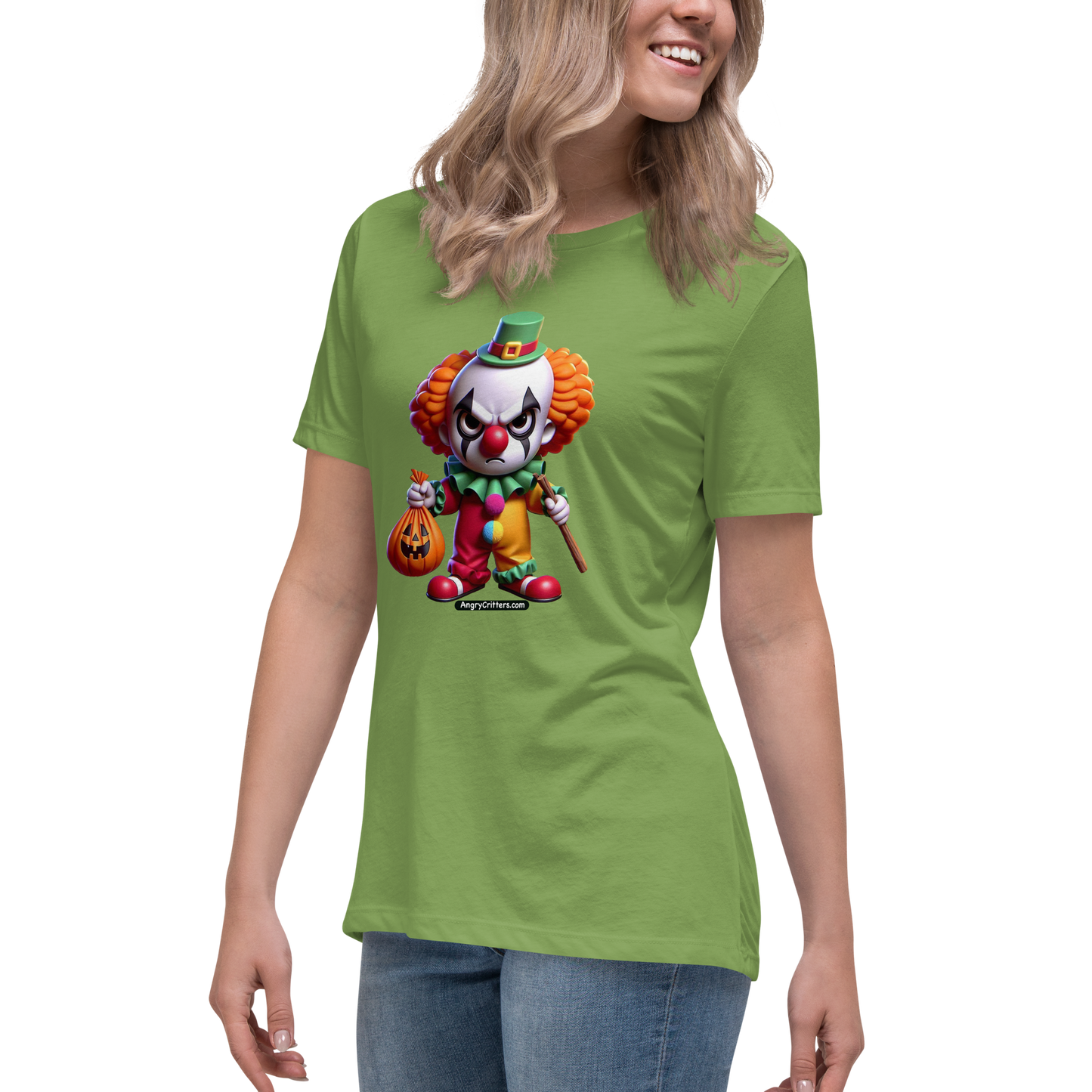 Angry Critters - Halloween Clown Orange, Women's Relaxed T-Shirt