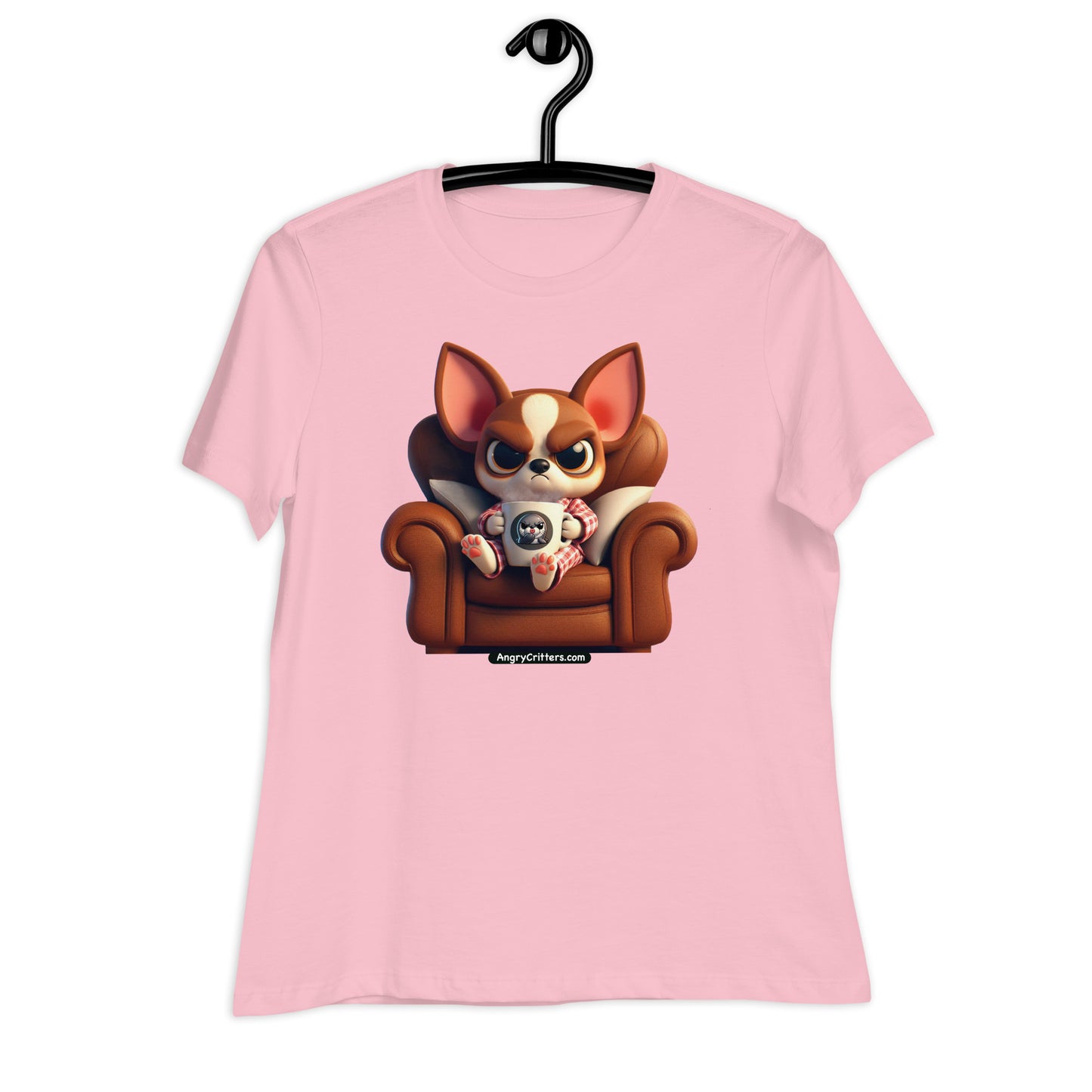 Angry Critters - Chihuahua Drinking Coffee Women's Relaxed T-Shirt