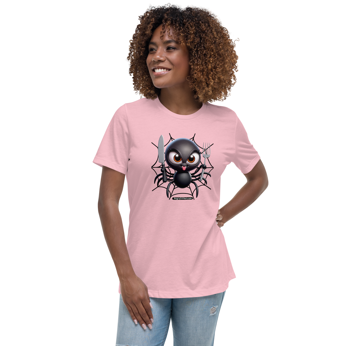 Angry Critters - Black Widow Spider, Women's Relaxed T-Shirt