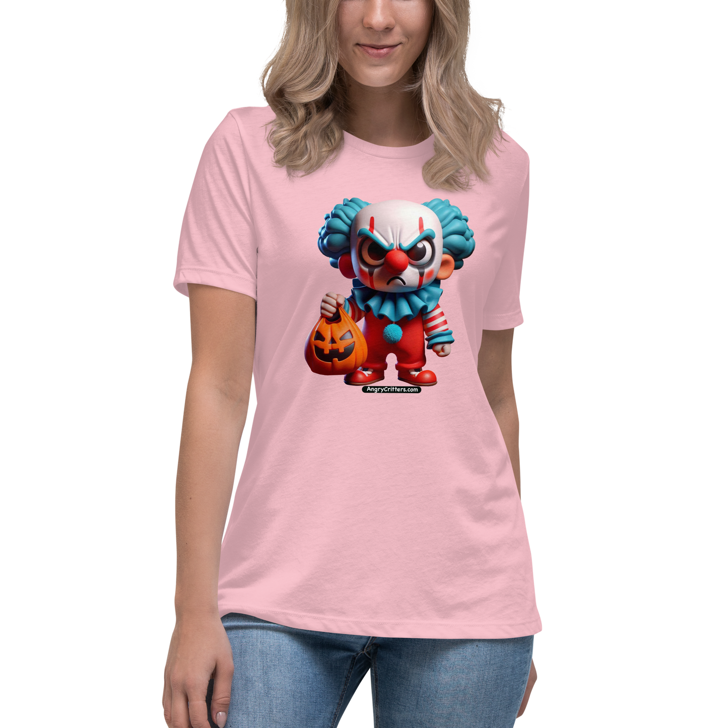 Angry Critters - Halloween Clown Blue, Women's Relaxed T-Shirt