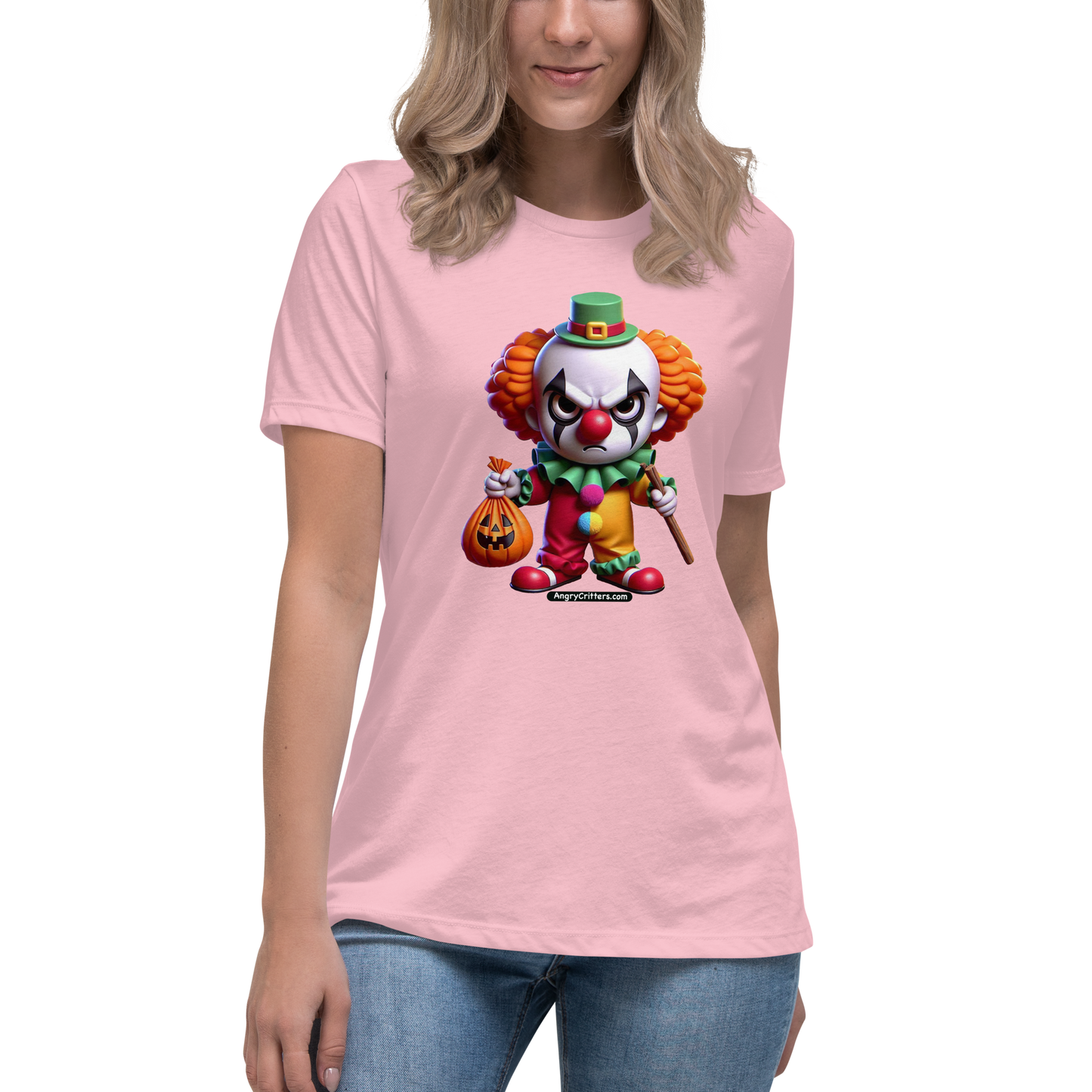 Angry Critters - Halloween Clown Orange, Women's Relaxed T-Shirt