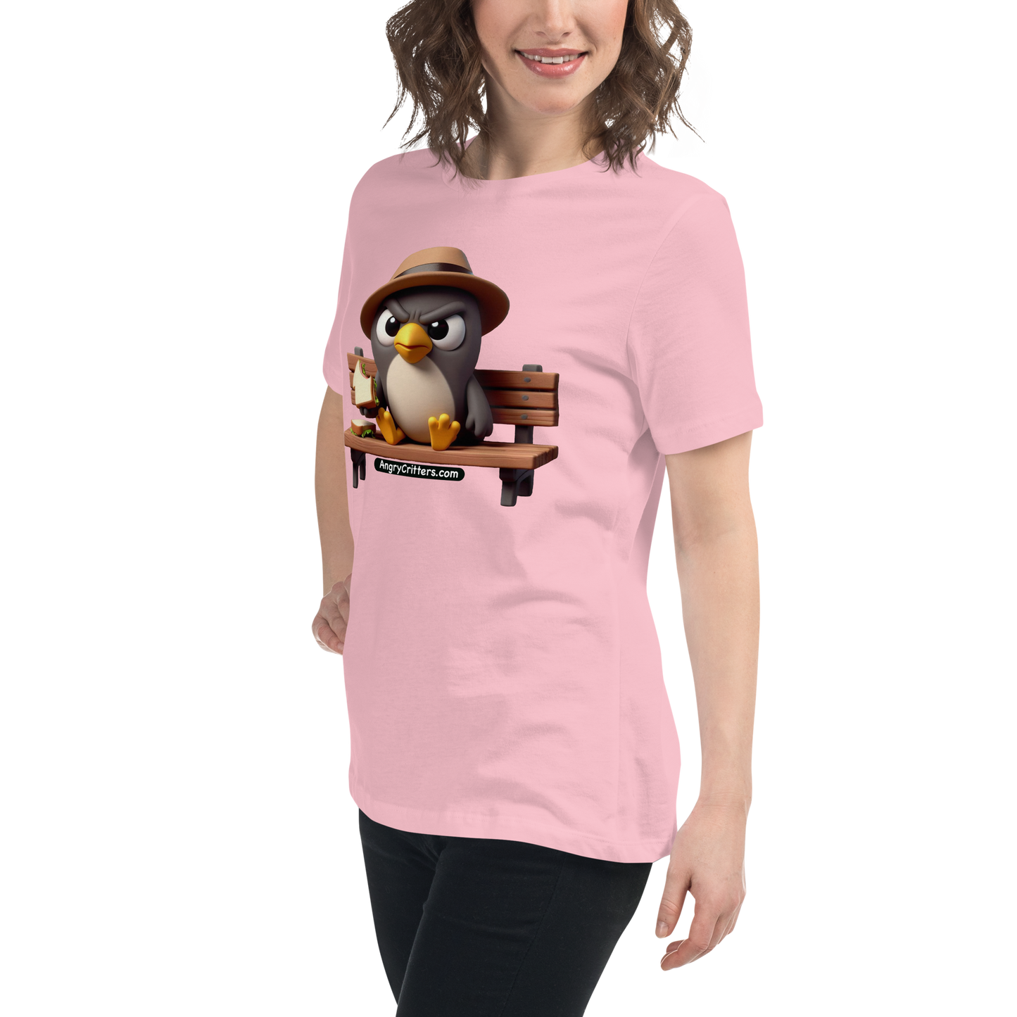 Angry Critters - Pigeon Feeding Himself, Women's Relaxed T-Shirt