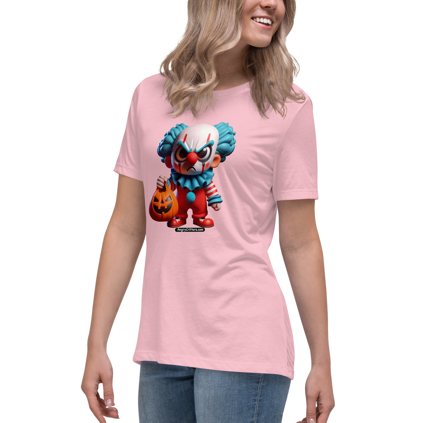 Angry Critters - Halloween Clown Blue, Women's Relaxed T-Shirt