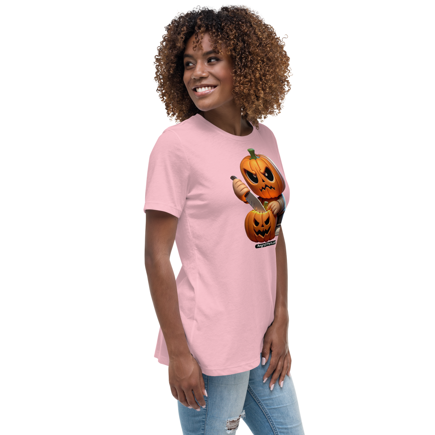 Angry Critters - Jack Carving Pumpkin, Women's Relaxed T-Shirt