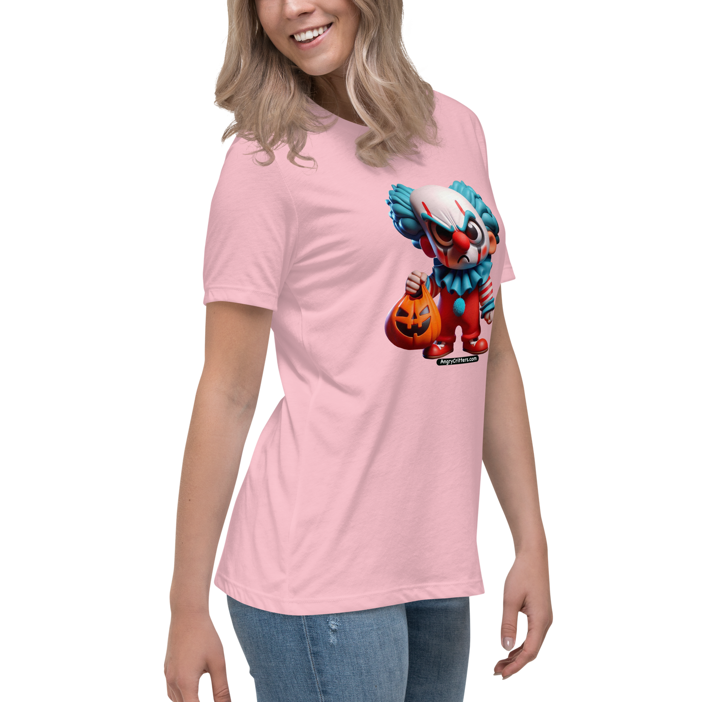 Angry Critters - Halloween Clown Blue, Women's Relaxed T-Shirt