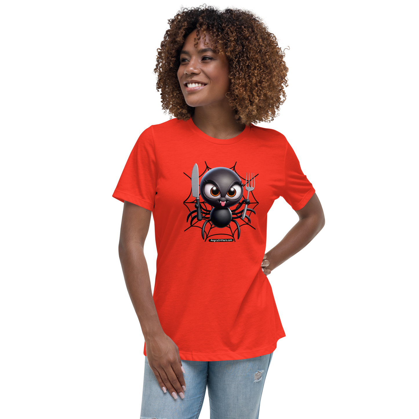 Angry Critters - Black Widow Spider, Women's Relaxed T-Shirt