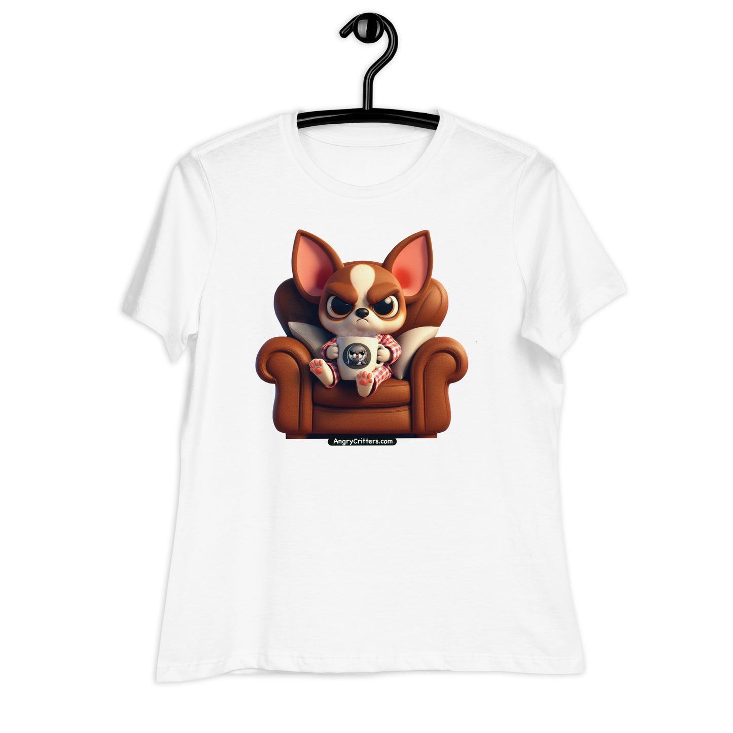 Angry Critters - Chihuahua Drinking Coffee Women's Relaxed T-Shirt