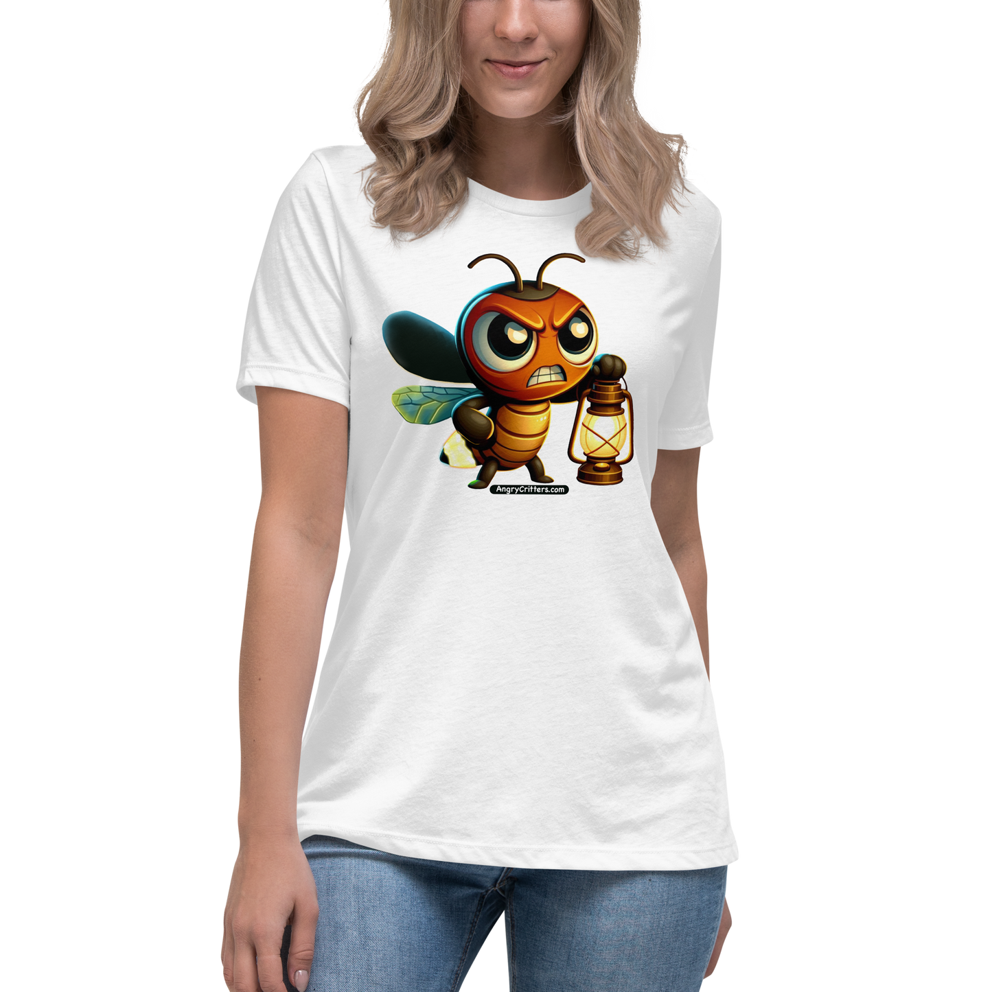 Angry Critters - Firefly with Lamp, Women's Relaxed T-Shirt