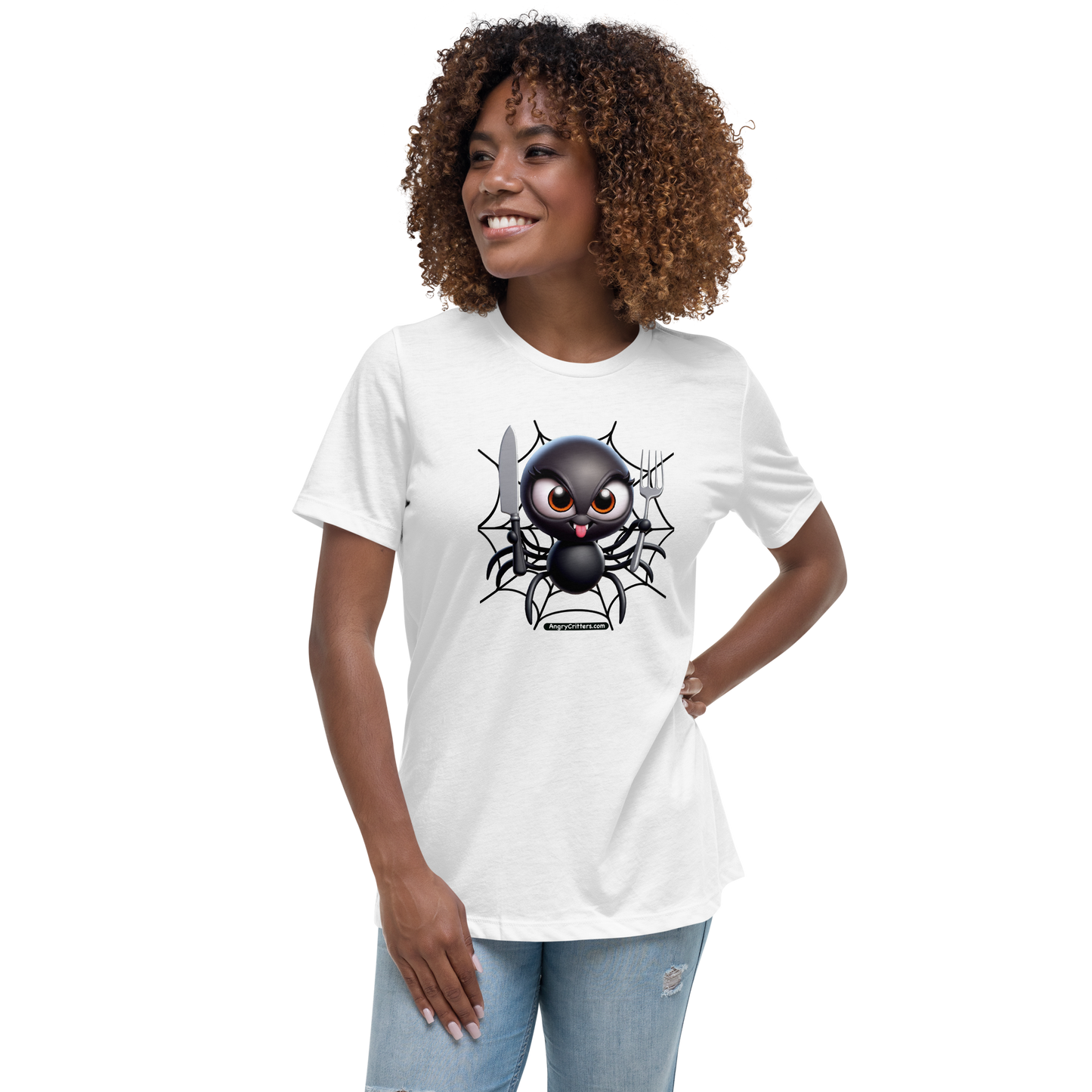 Angry Critters - Black Widow Spider, Women's Relaxed T-Shirt